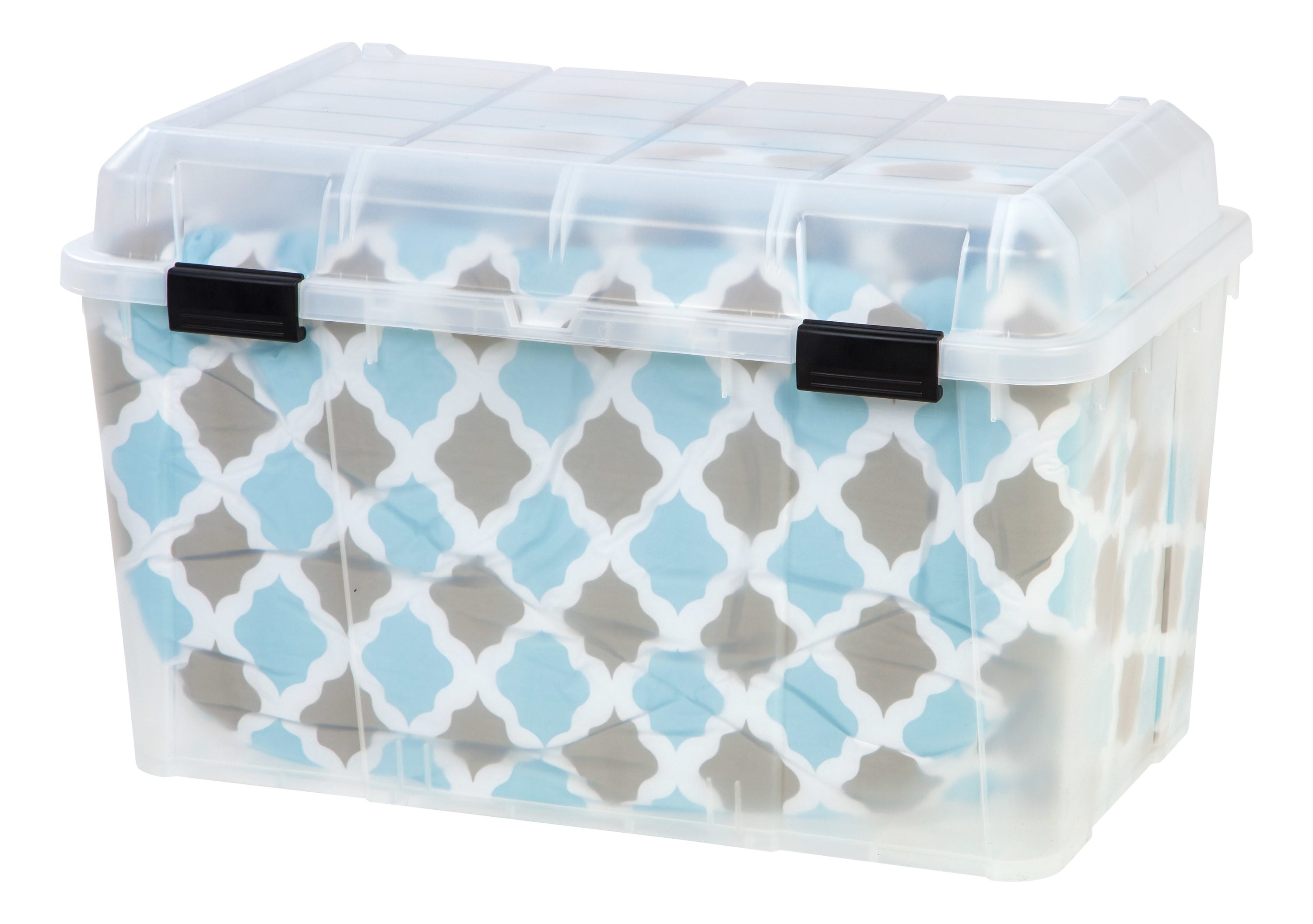 Mainstays 4-pack 14.5 gal / 53L Translucent Plastic Storage Tote Boxes with  Lids, Geo Design 