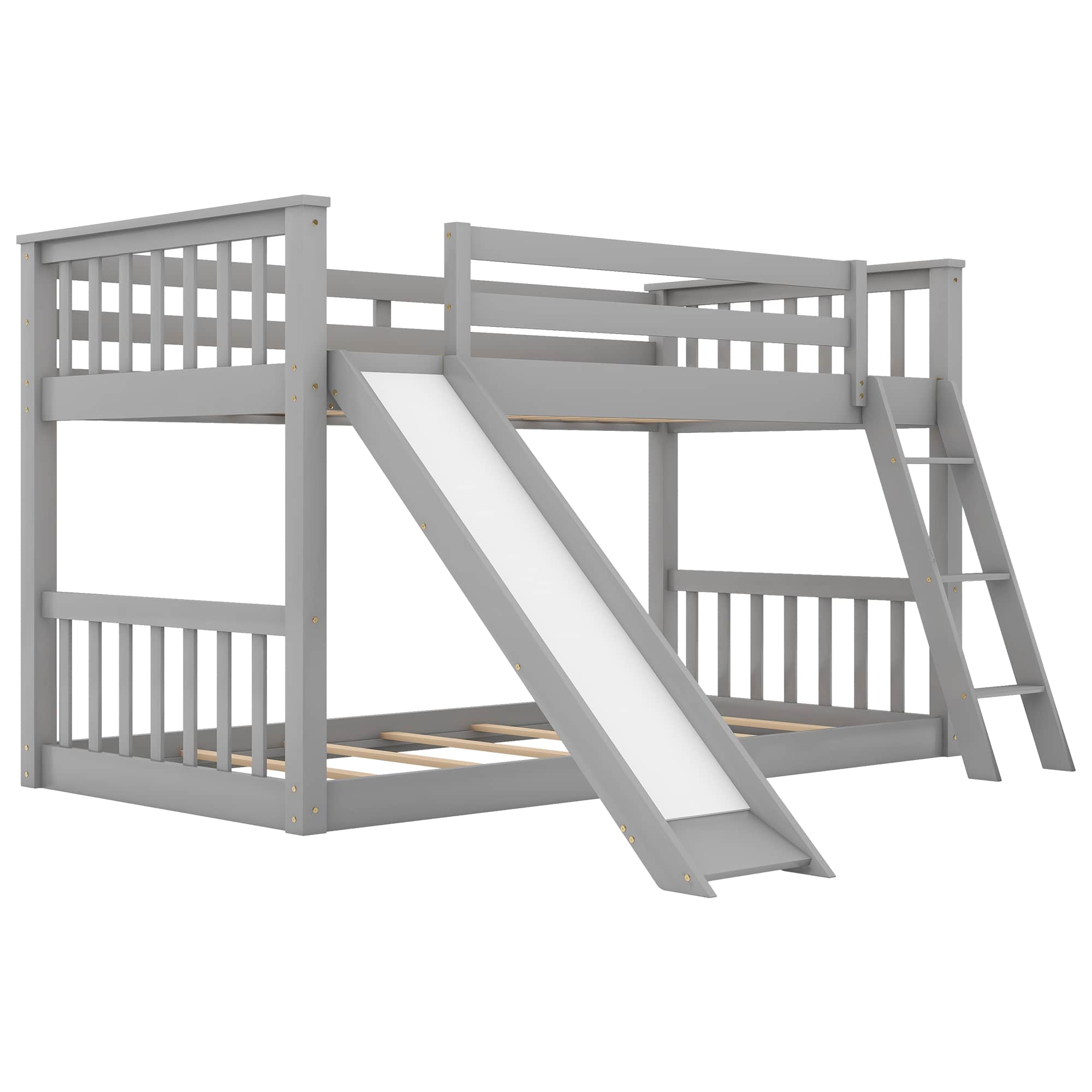 Qualler BWM000213E Gray Twin over twin Bunk Bed