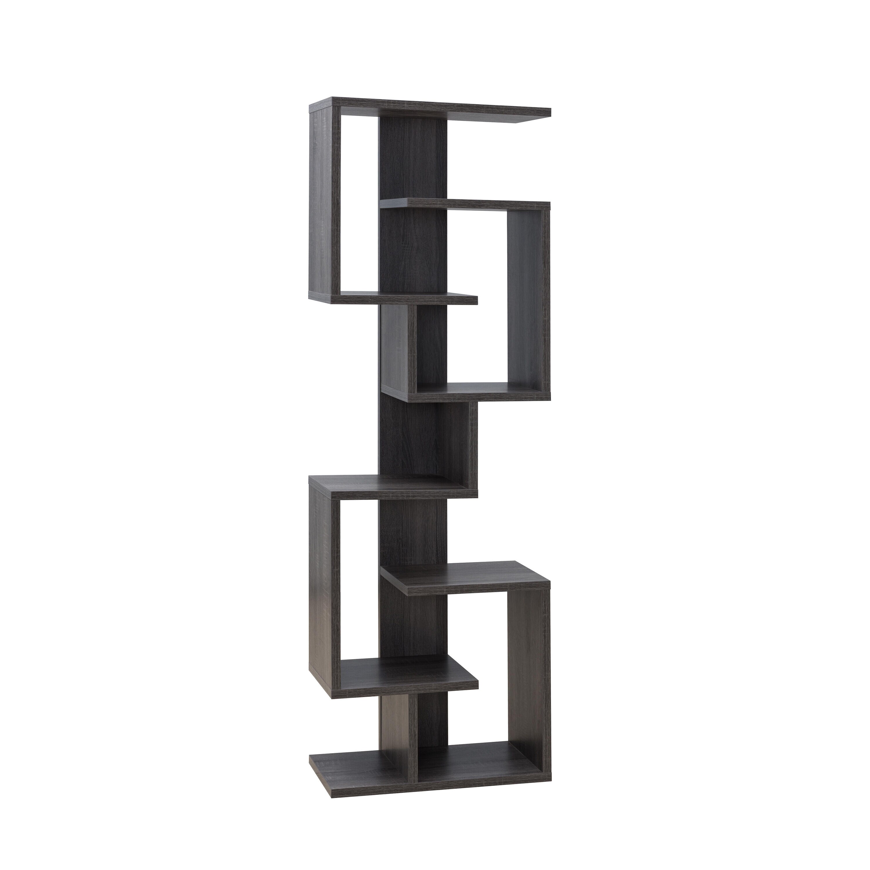 FC Design ID90212879 Distressed Gray Wood 7-Shelf Bookcase (23.25-in W x 72-in H x 12.5-in D)