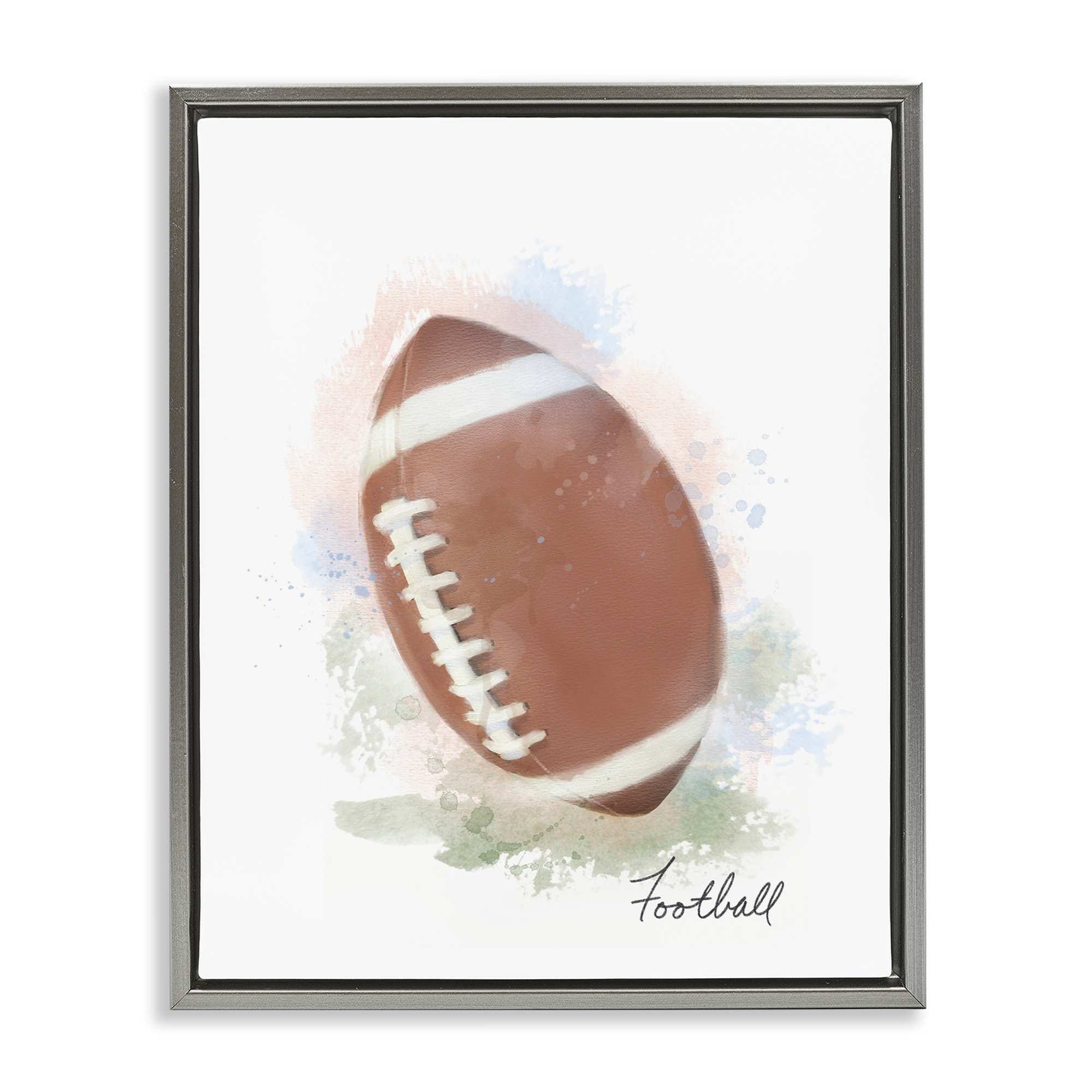 Stupell Industries BS-093-FFL-16X20 Soft Pastel Football Gray Framed Floater Canvas Wall Art By Matthew Piotrowicz 17 x 21