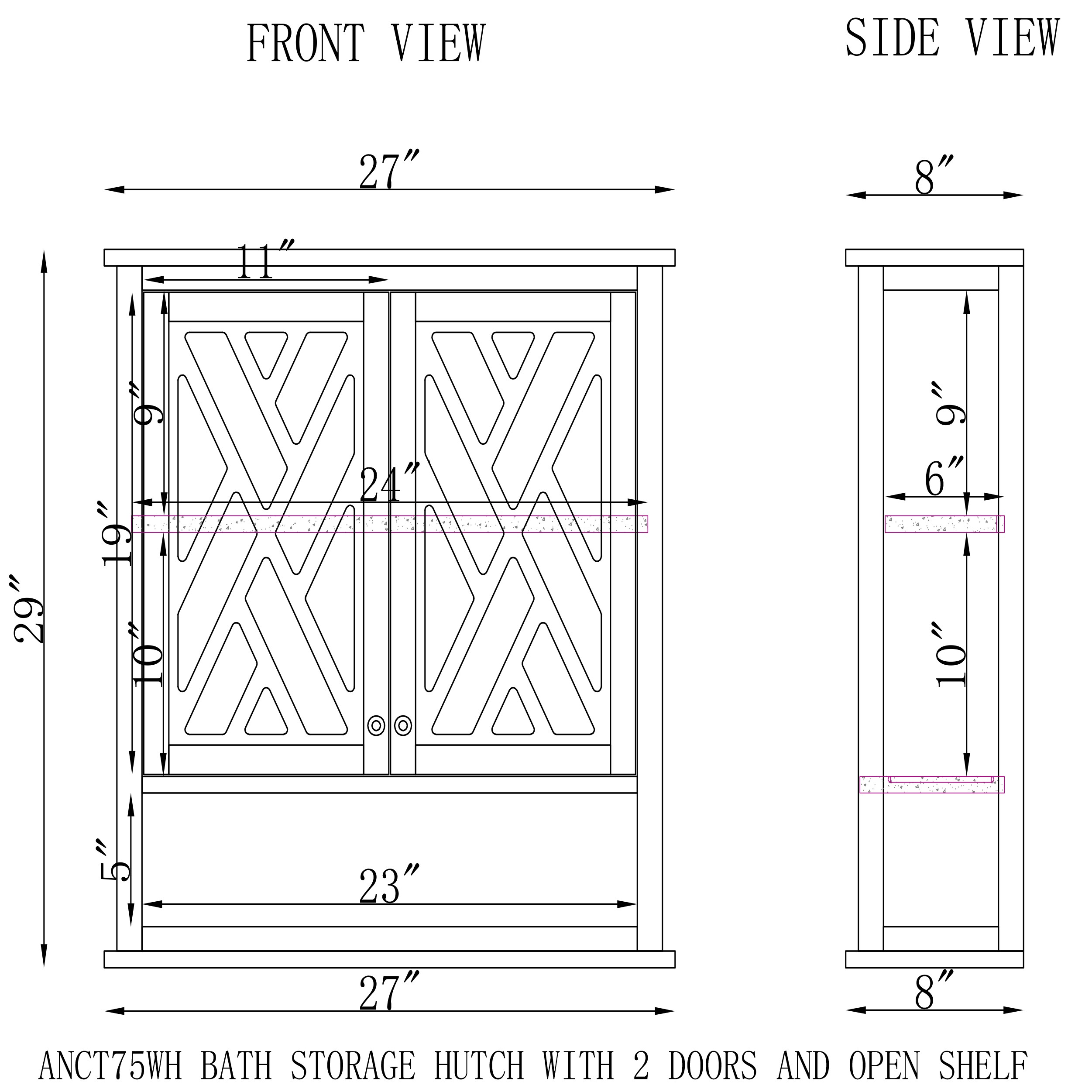 Alaterre Furniture ANCT75WH Linen-Cabinets - View #6
