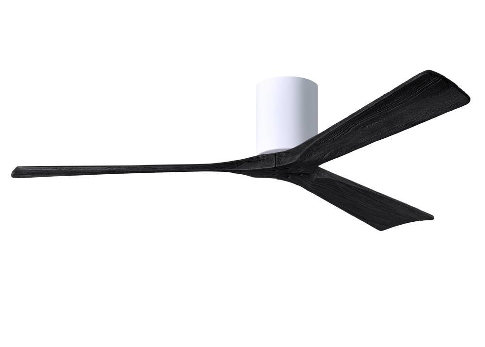 Matthews Fan Company IR3H-WH-BK-60 Irene-3H 60-in Outdoor Flush Mount Gloss White with Matte Black Blades Ceiling Fan Without Light - Remote Included ( 3 -Blade )