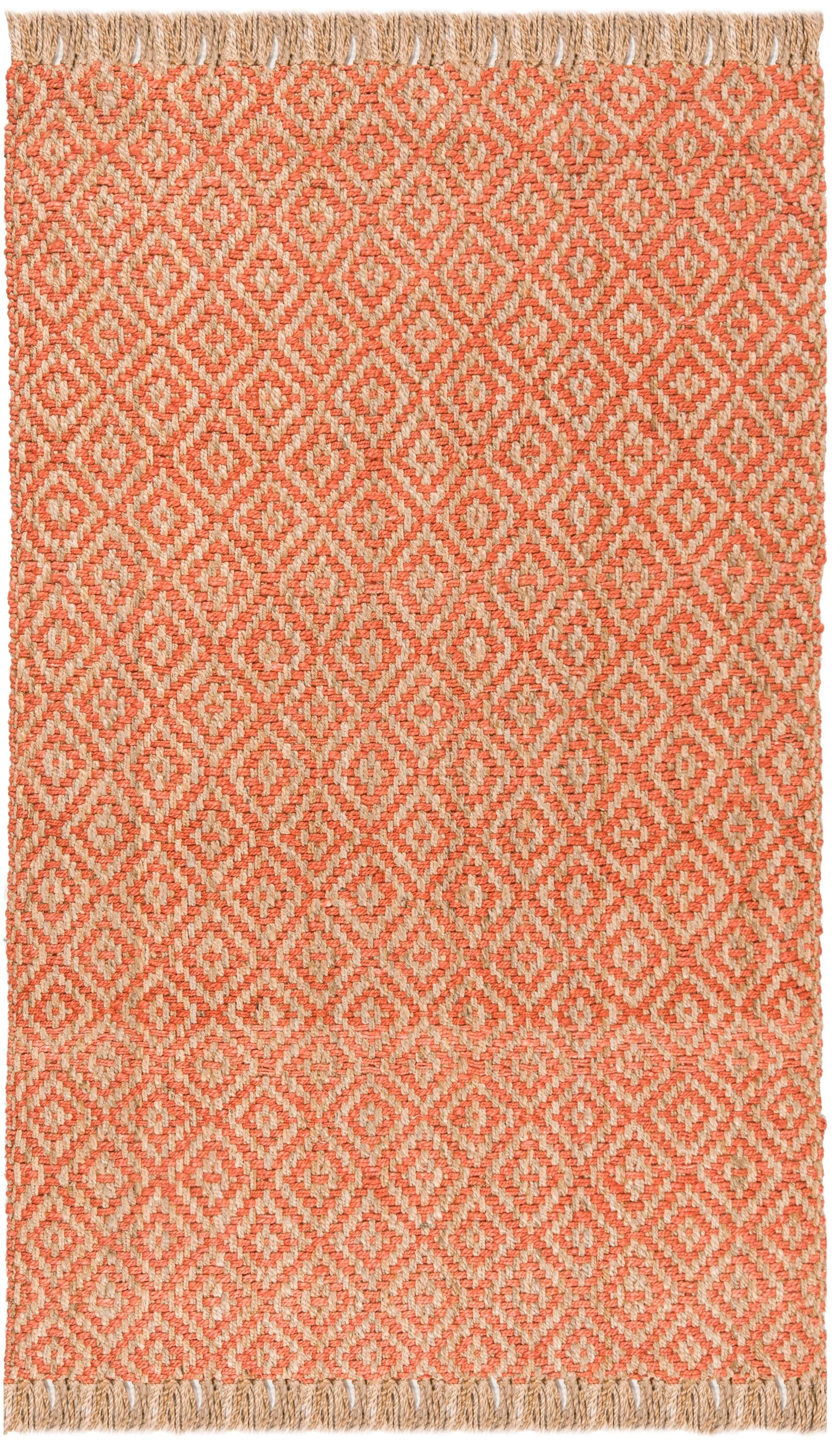 Safavieh NF266B-4 Natural Fiber Davie 4 x 6 (ft) Jute Orange/Natural Rectangular Indoor Geometric Coastal Area rug