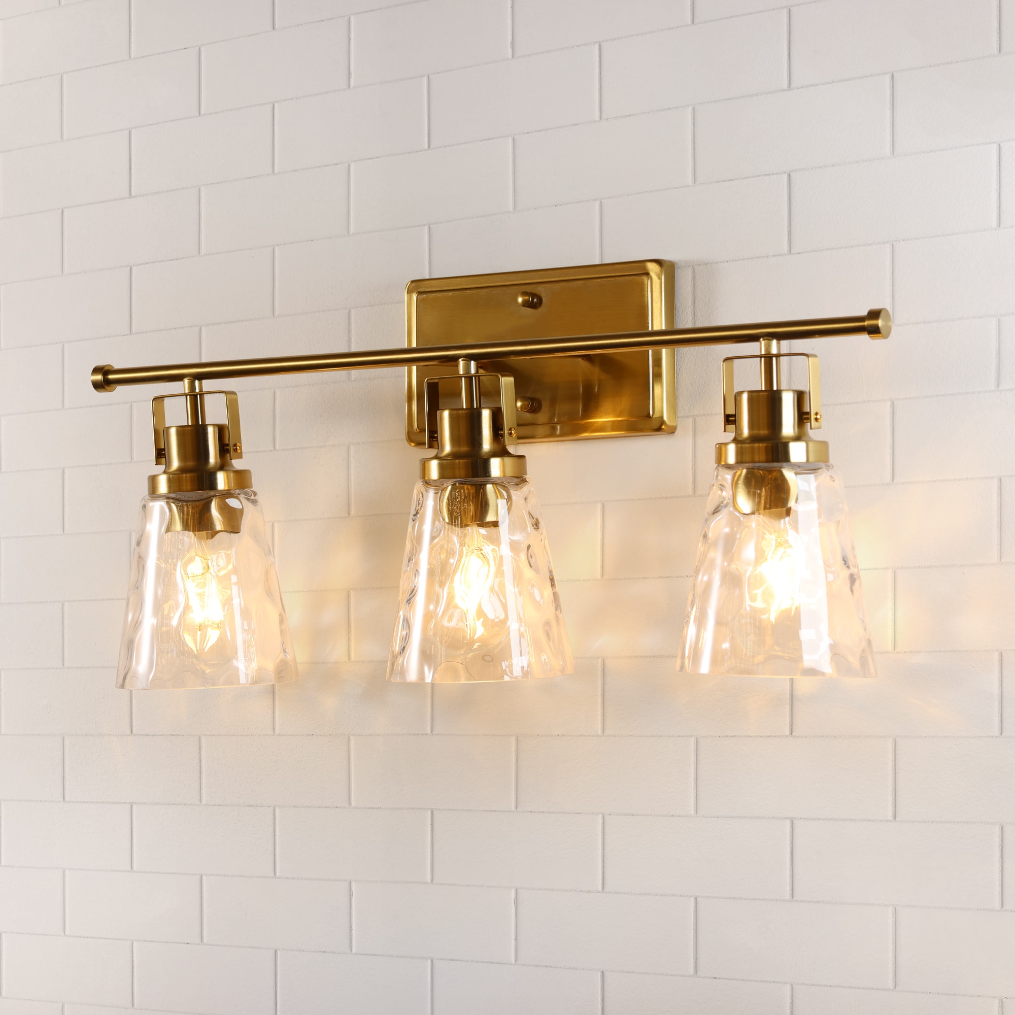 ExBrite LWSVL1310GX Luxurious 23-in 3 -Light Brushed Gold Glam Vanity light