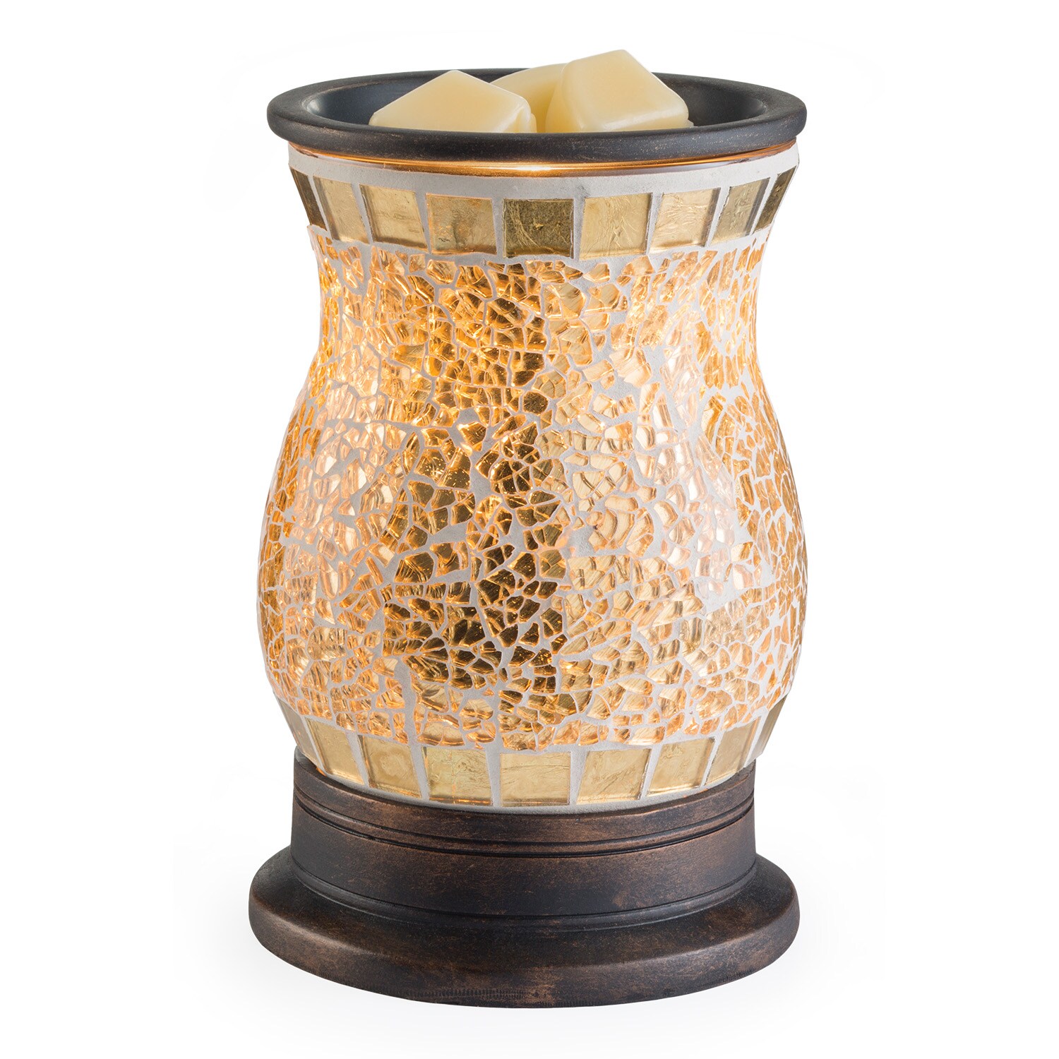2-Piece ELECTRIC Candle/Tart Warmer MARBLED MOCHA BROWN 