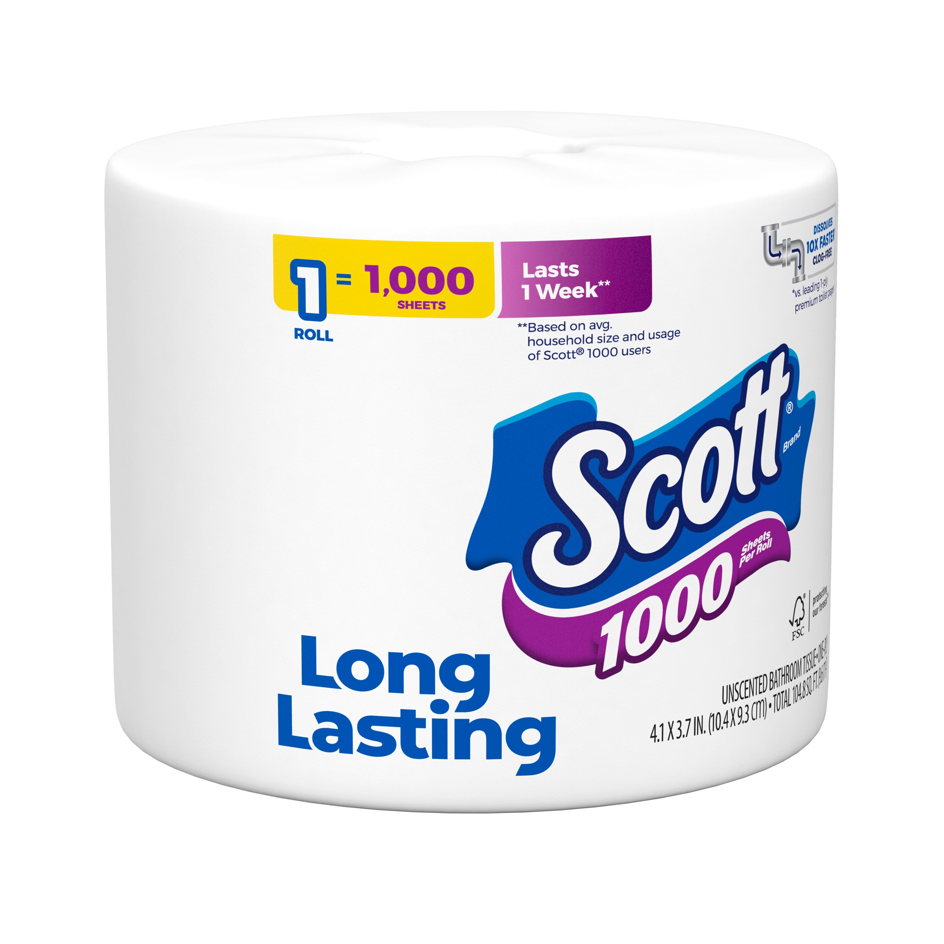 Scott 1000 Toilet Paper, 12 Rolls, 1,000 Sheets per Roll (12,000 Total) 