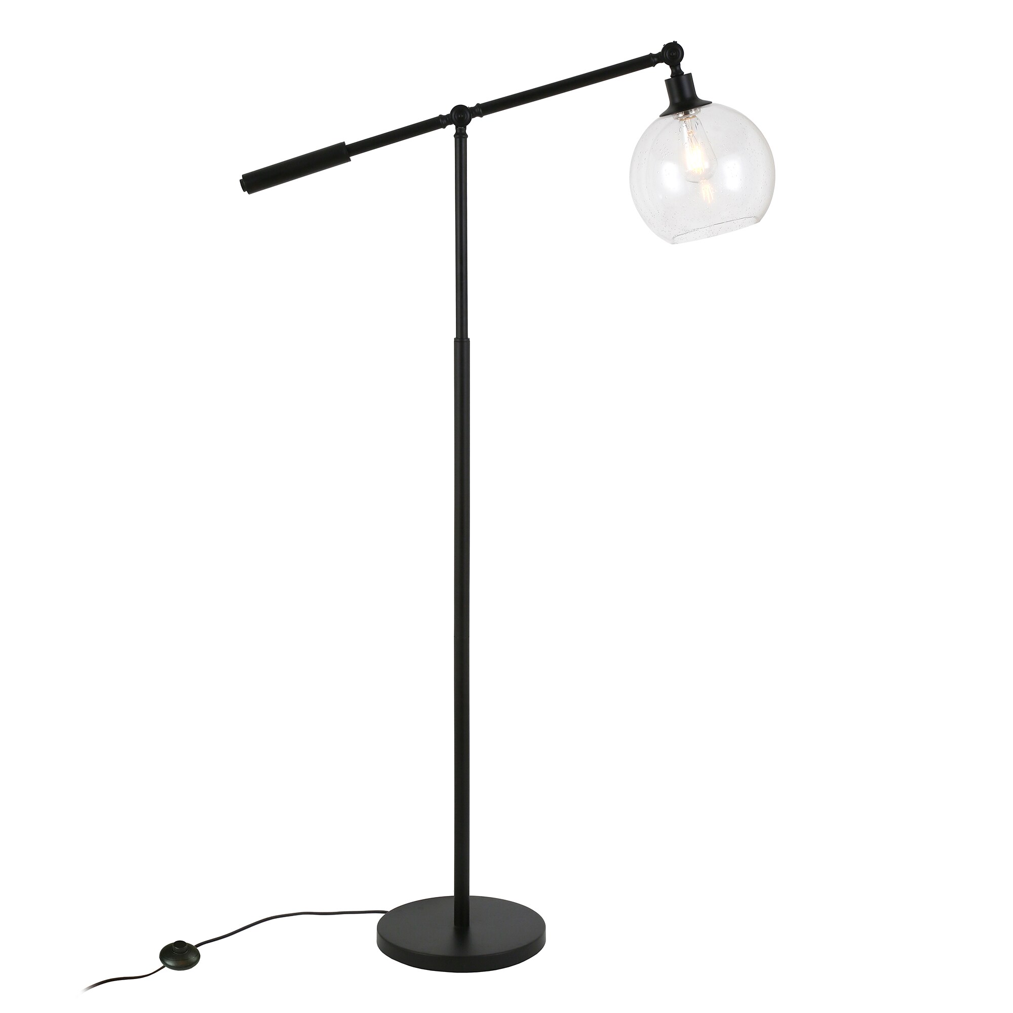Dardan Traditional Voice-Controlled Floor Lamp in Brushed Gold with Clear Glass Dome