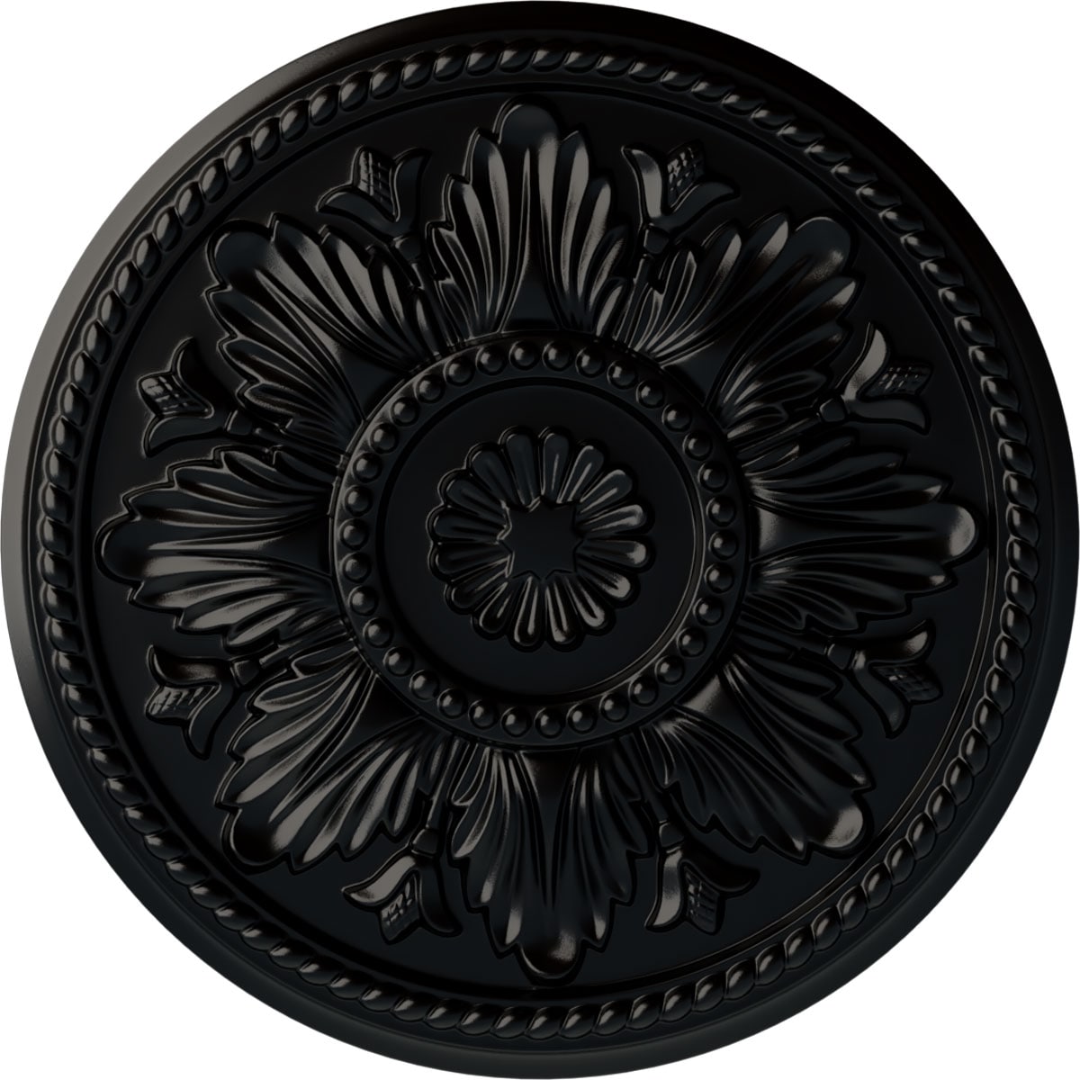 Ekena Millwork CM18EDBLF Edinburgh 18-in W x 18-in L Painted Jet Black Polyurethane Whole Ceiling Medallion