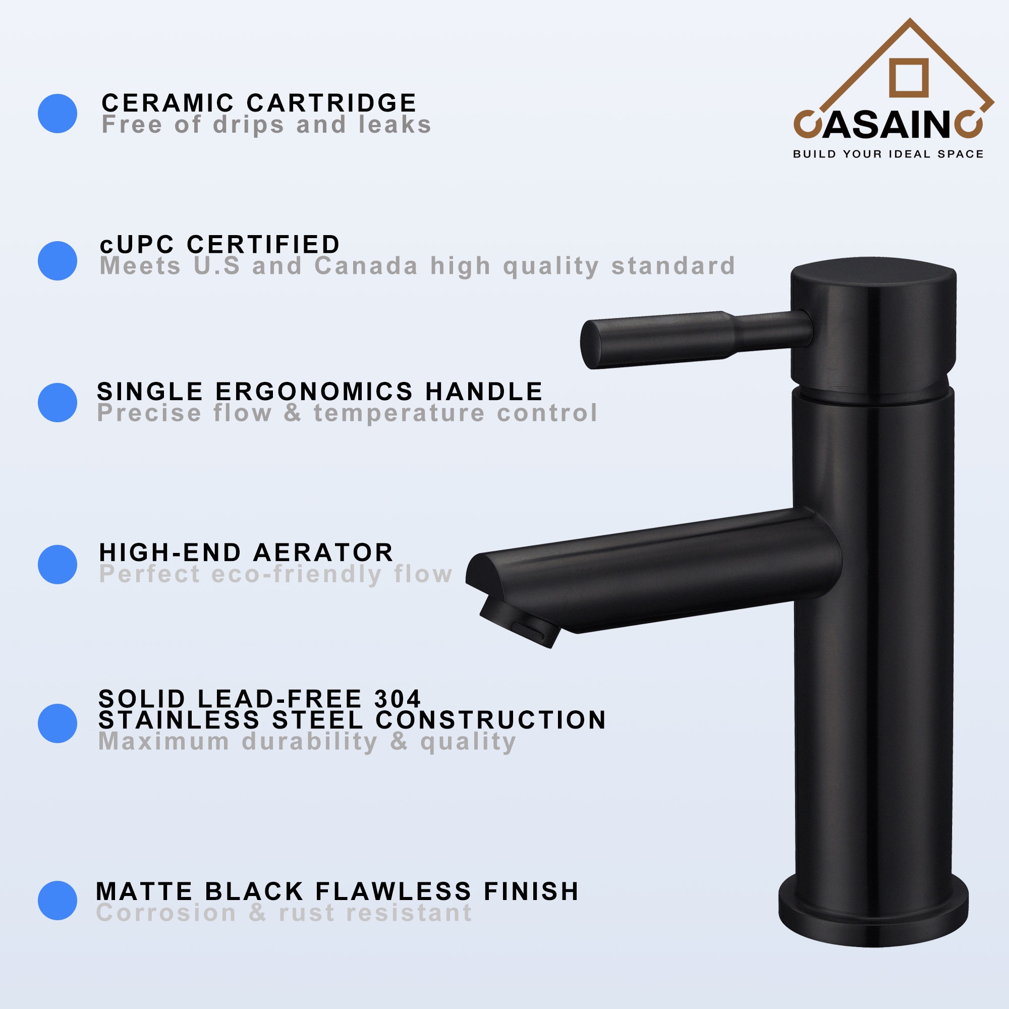 CASAINC AM-BF001-MB Lavatory-Faucets - View #7