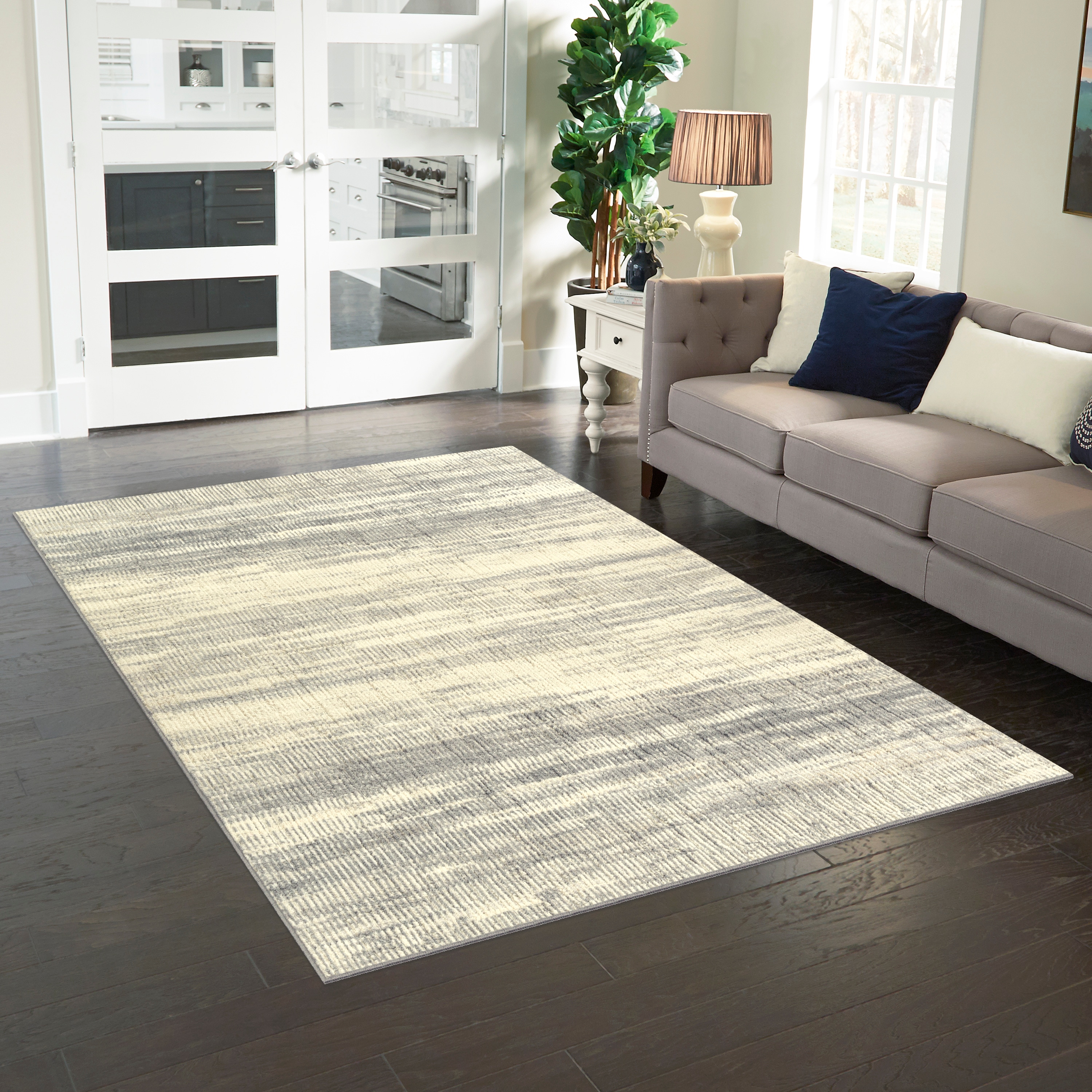 allen + roth B4853L17 5 x 7 (ft) Tufted Polyester Neutral/gray Rectangular Indoor Distressed/Overdyed Area rug