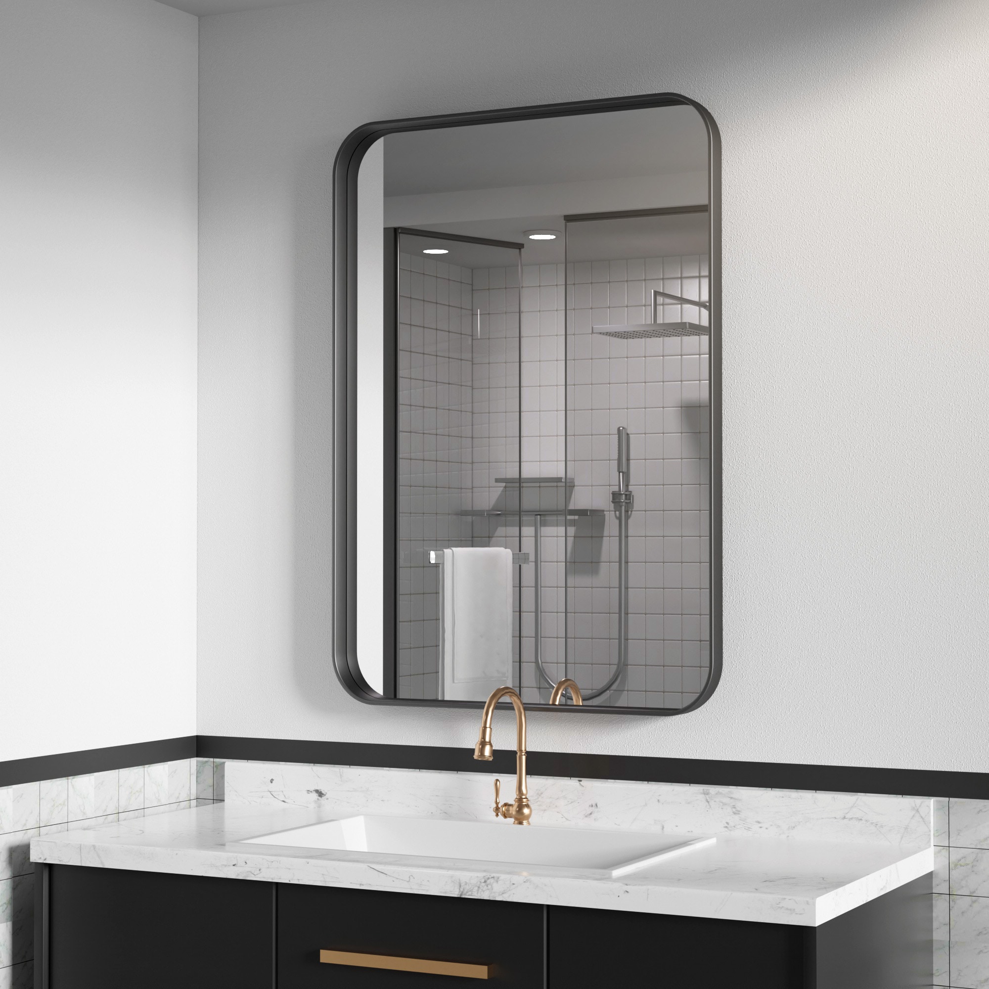 Clavie LS-20281-RBL Bathroom Mirrors Wall Mirrors Accent Mirrors 20-Inches W x 28.0-Inches H Rectangle Black Framed Wall Mirror