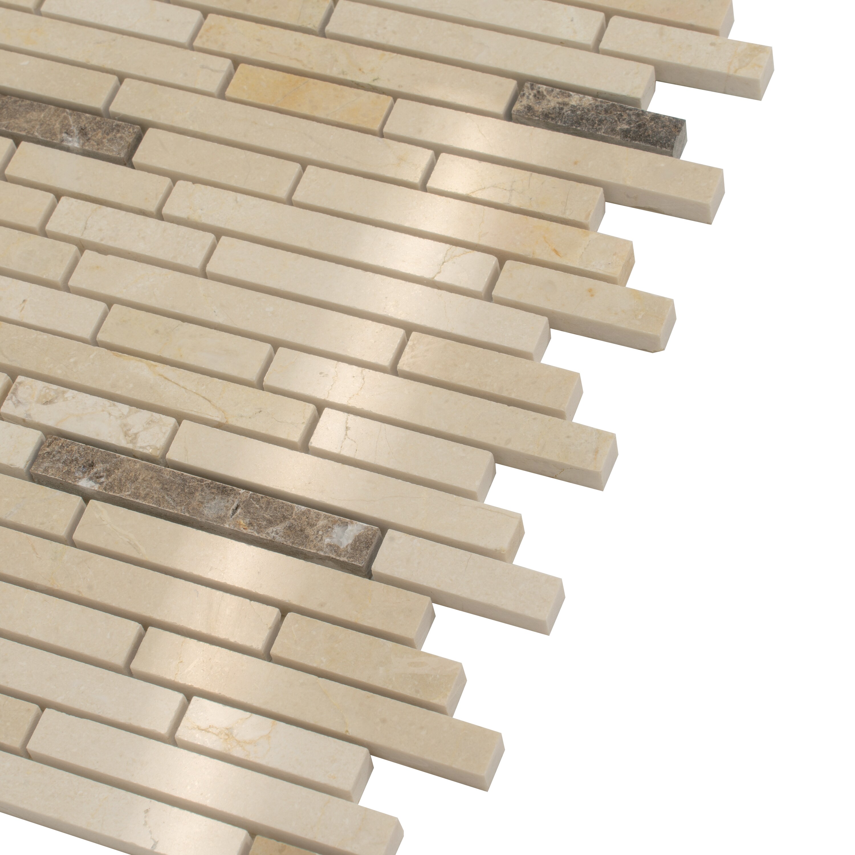 Beige Linear Polished Marble Mosaic Tile 12" x 11.6"