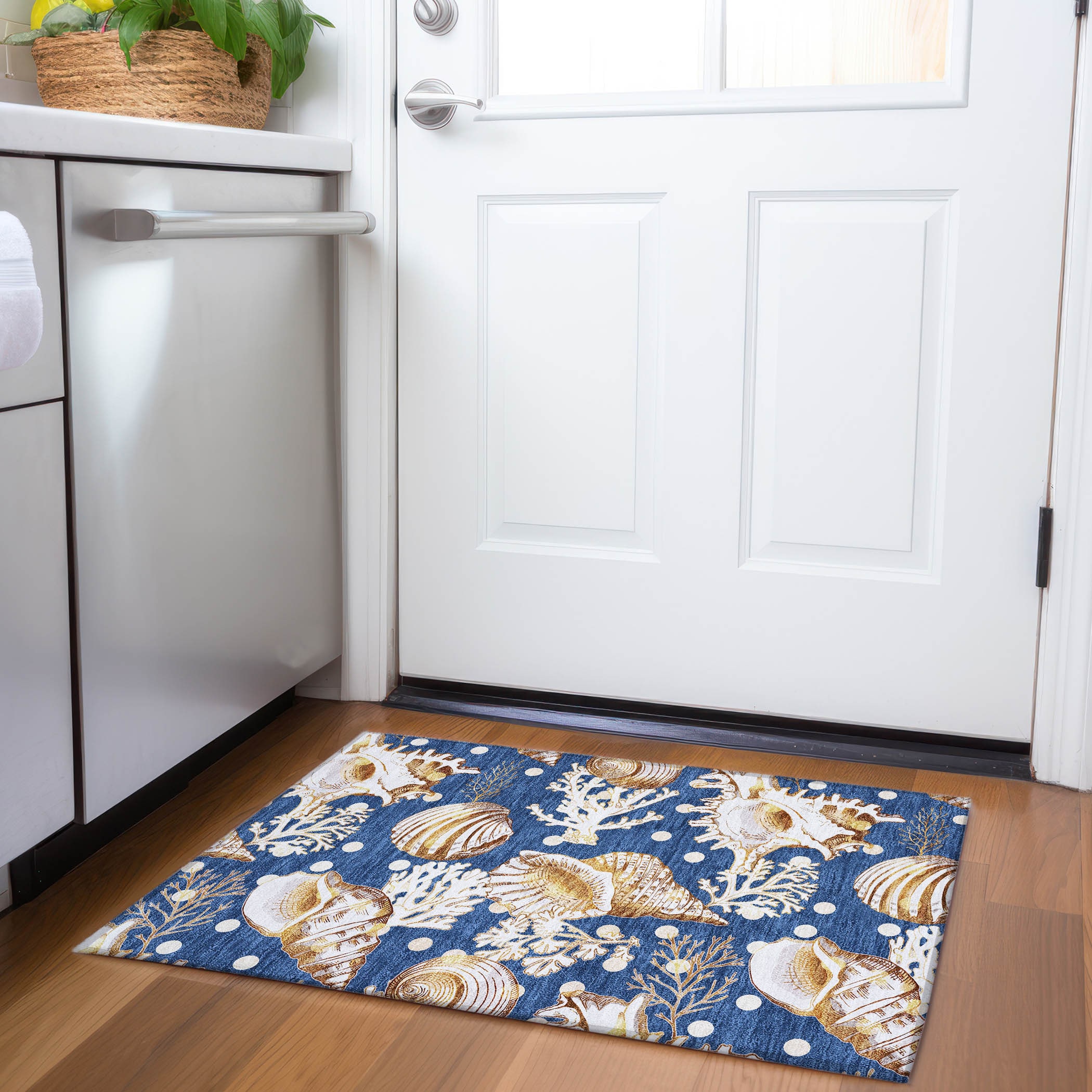 Addison Rugs AMF185BL20X30 Mayfield AMF185BL 2 x 3 (ft) Loomed Polyester Blue Rectangular Indoor Geometric Machine washable Area rug