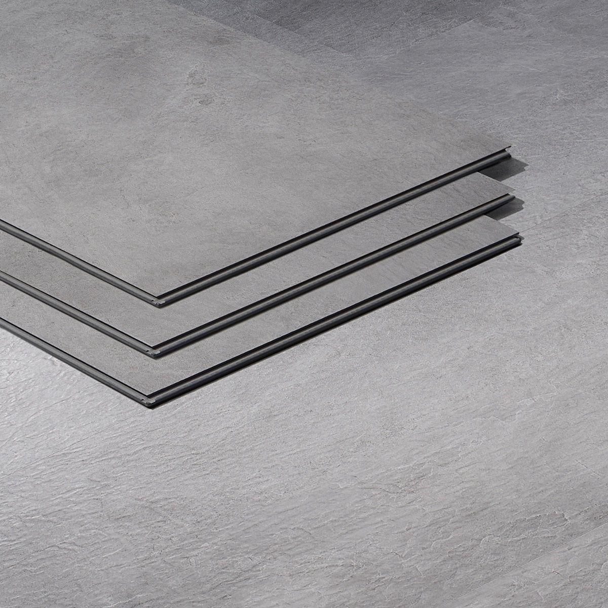 Artmore Tile EXT3RD105850 Dark Gray Gray Stone look 28.0-mil x 12-in W x 24-in L Waterproof and Water Resistant Interlocking Luxury Vinyl Tile Flooring ( 23.45-sq ft Carton )