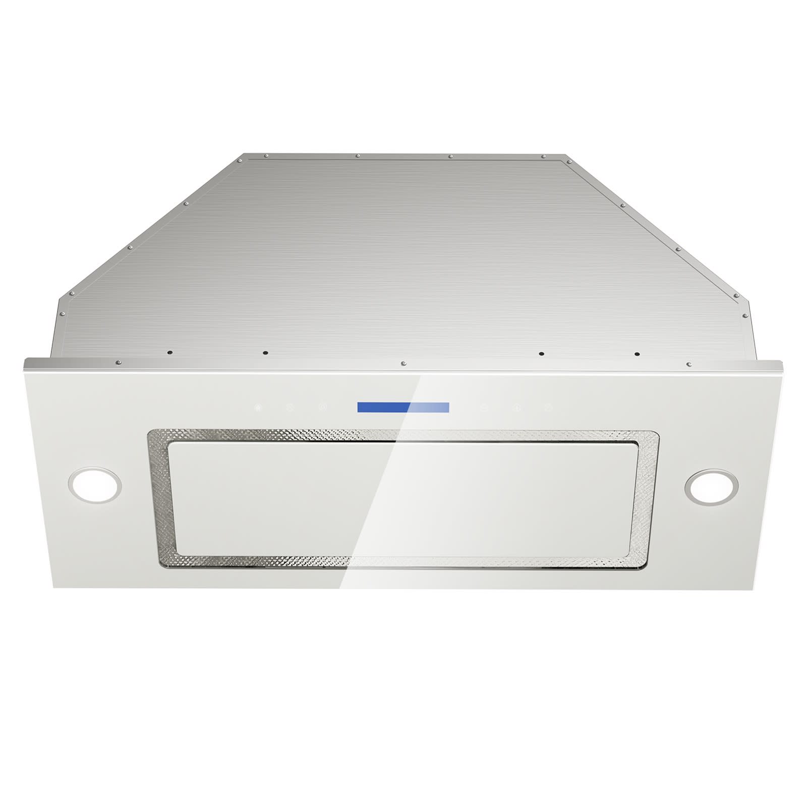 DIVAN DLB01-36WG 36in 400CFM Convertible Insert Range Hood in White Tempered Glass with 4-Speed Soft Touch Panel Control