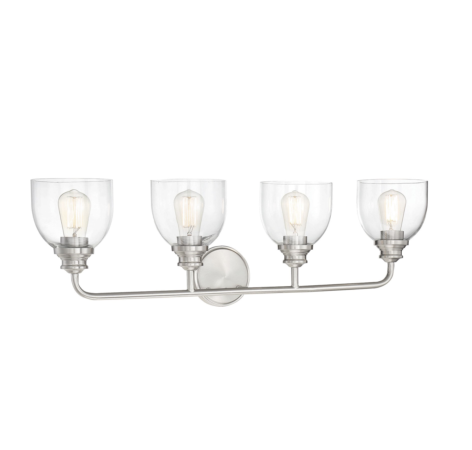 Satin Nickel 4-Light Vanity with Clear Glass Shades