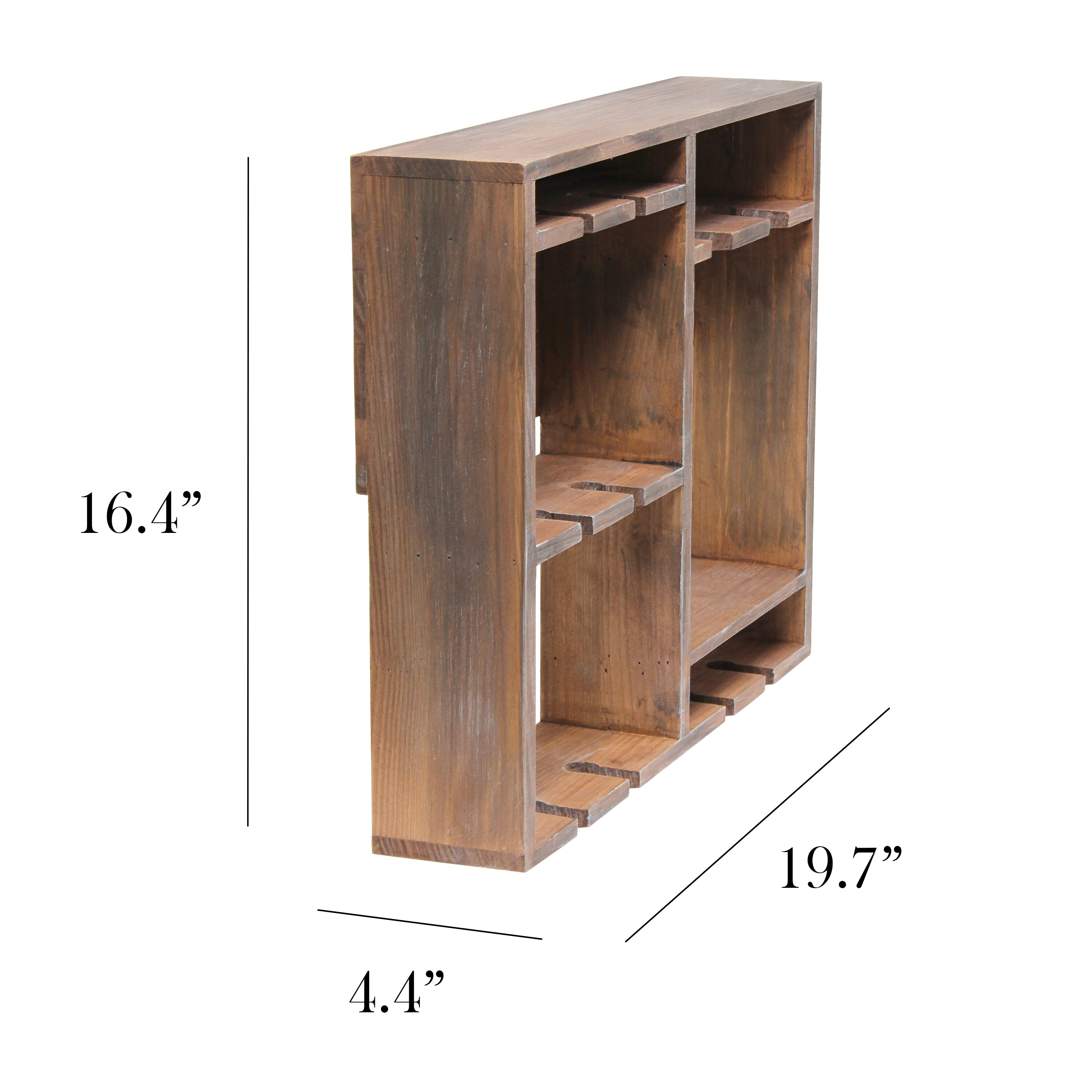Bartow Restored Wood Wall Mounted Wine Rack with Glass Holder