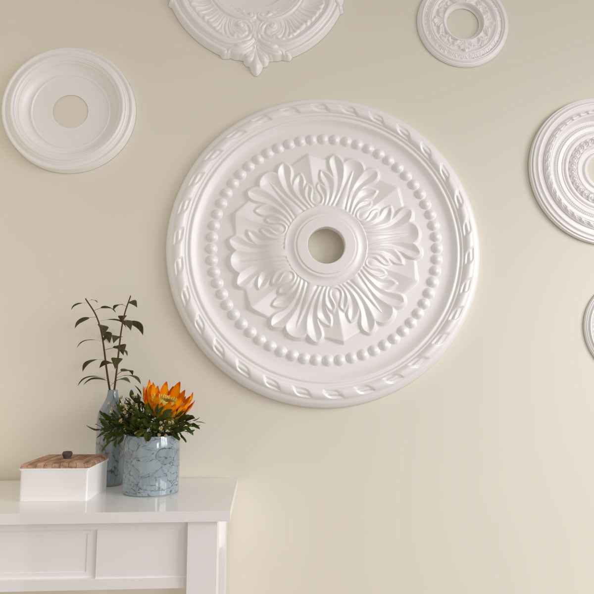 Palmetto 31.5" White Polyurethane Ceiling Medallion