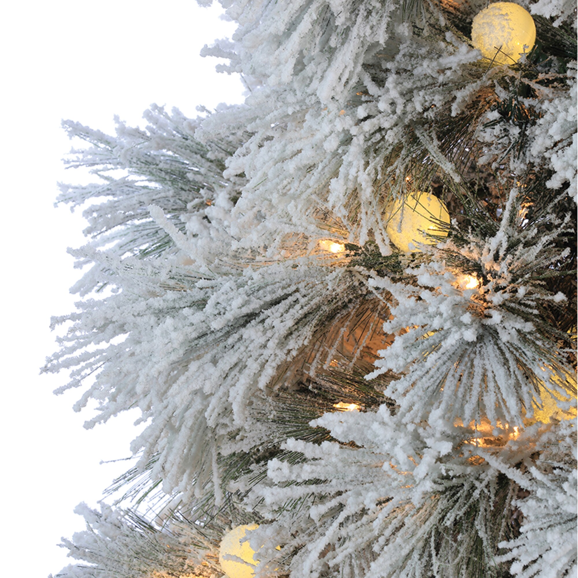 Sterling Tree Company 7.5-ft Pine Pre-lit Flocked Artificial Christmas ...