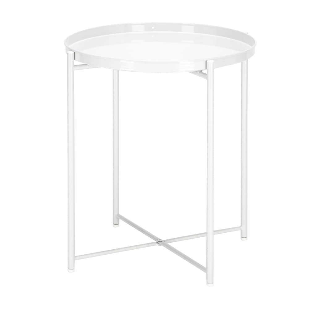 Winado 669277238884 17.7-in W x 20.47-in H White Wood Round Modern End Table with Storage Assembly Required