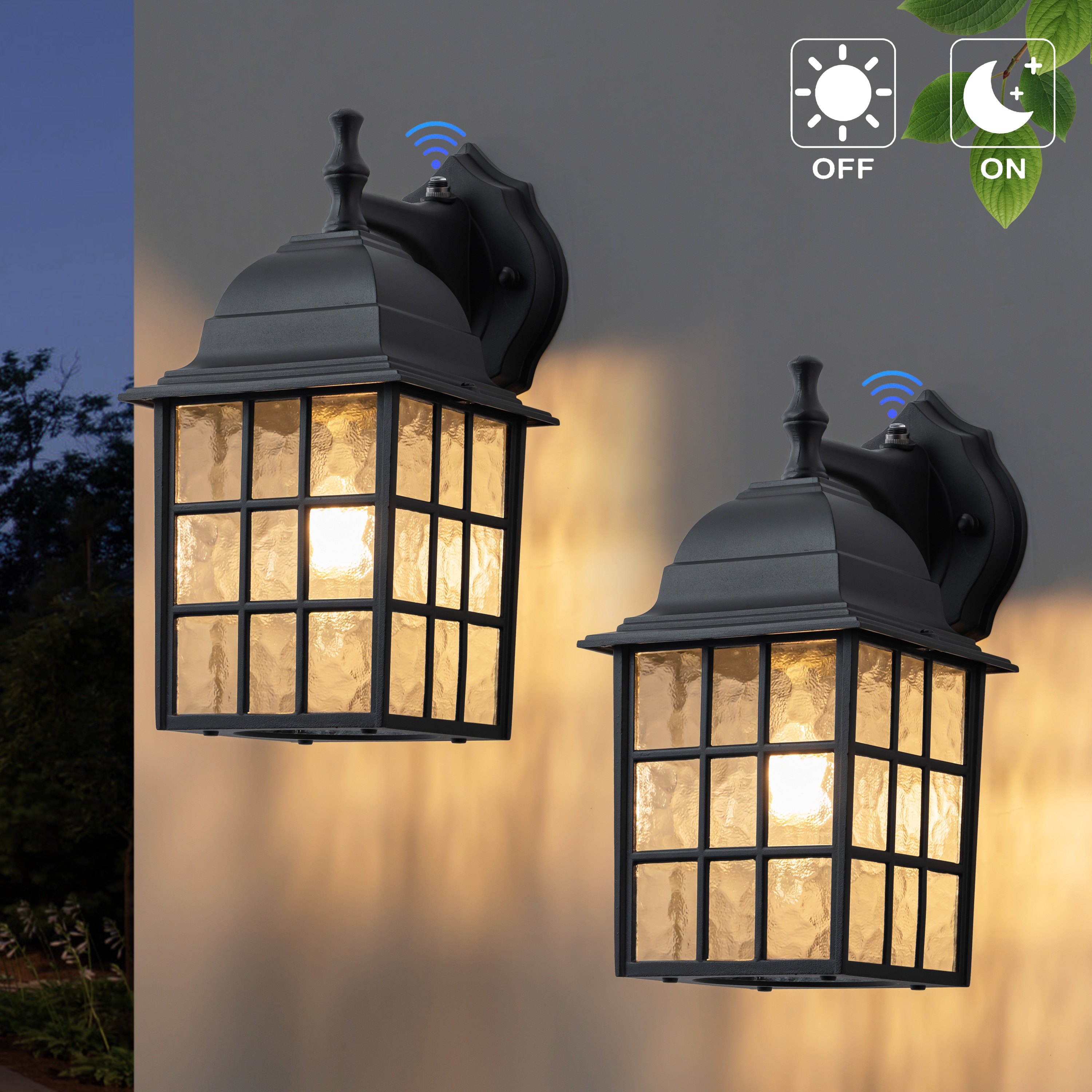 C Cattleya LLA2591-JUN-2W 2 -Pack 1 -Light 11.25-in H Matte Black Hardwired Dusk to Dawn Outdoor Wall Light