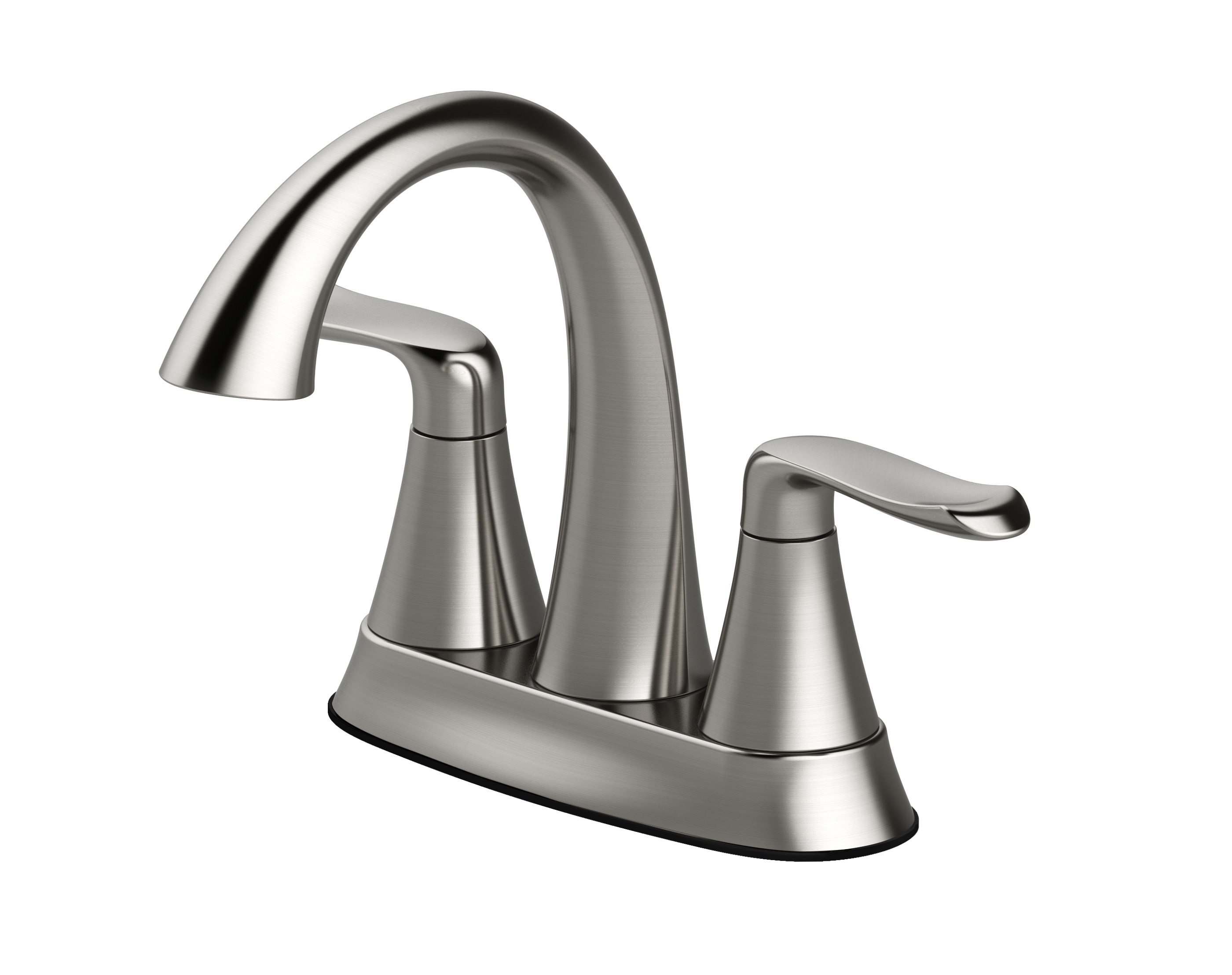 Jacuzzi FX-CSVAZ-BN PICCOLO Brushed Nickel 4-in centerset 2-handle WaterSense Mid-arc Residential Handle Bathroom Sink Faucet with Drain with Deck Plate