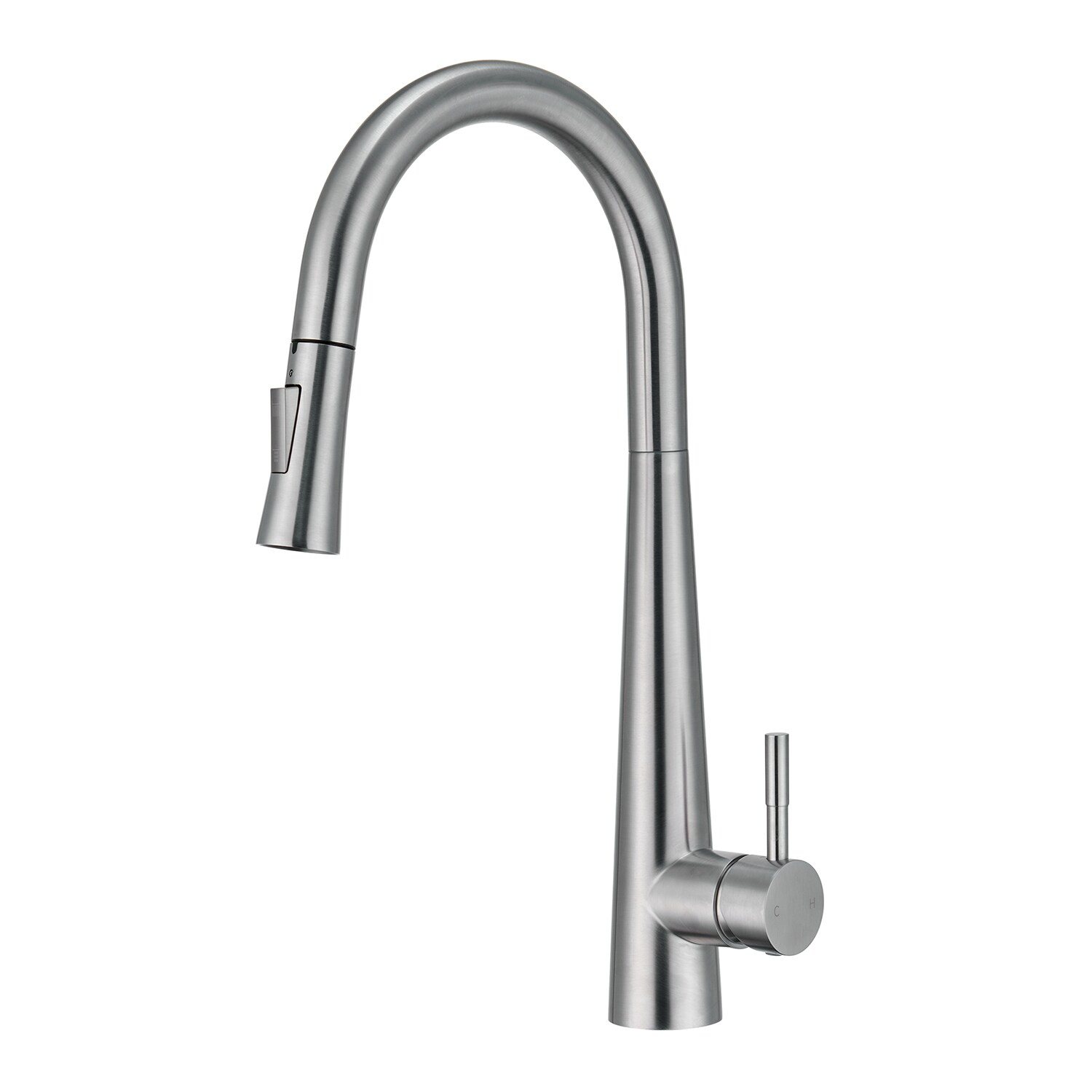 Mondawe MO-DT406NS Brushed Nickel Single Handle Deck-mount Handle Commercial/Residential Pull-down Kitchen Faucet with Sprayer ( Deck Plate Included )