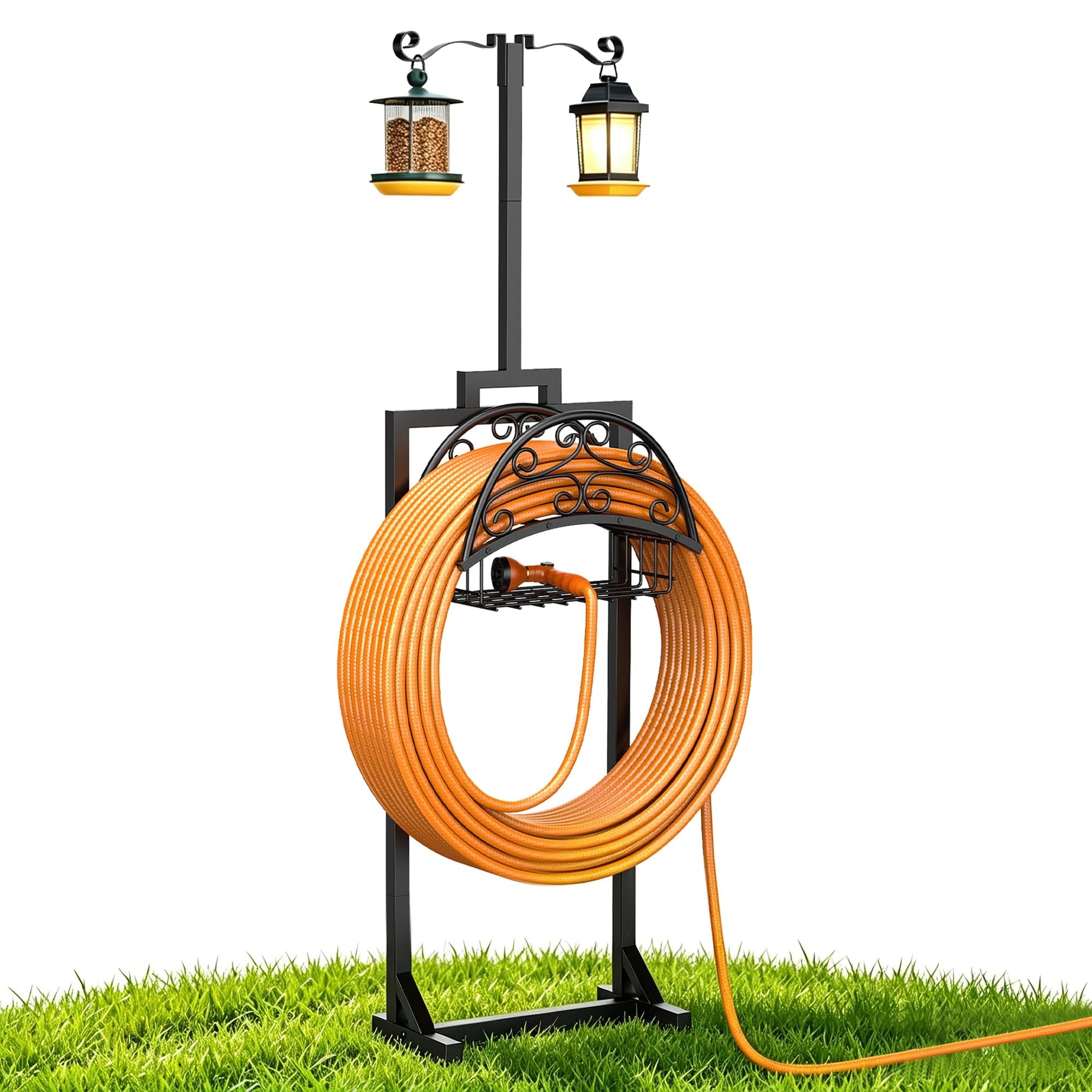 Wudkey Garden Hose Holder with Shepherds Hooks in the Garden Hose
