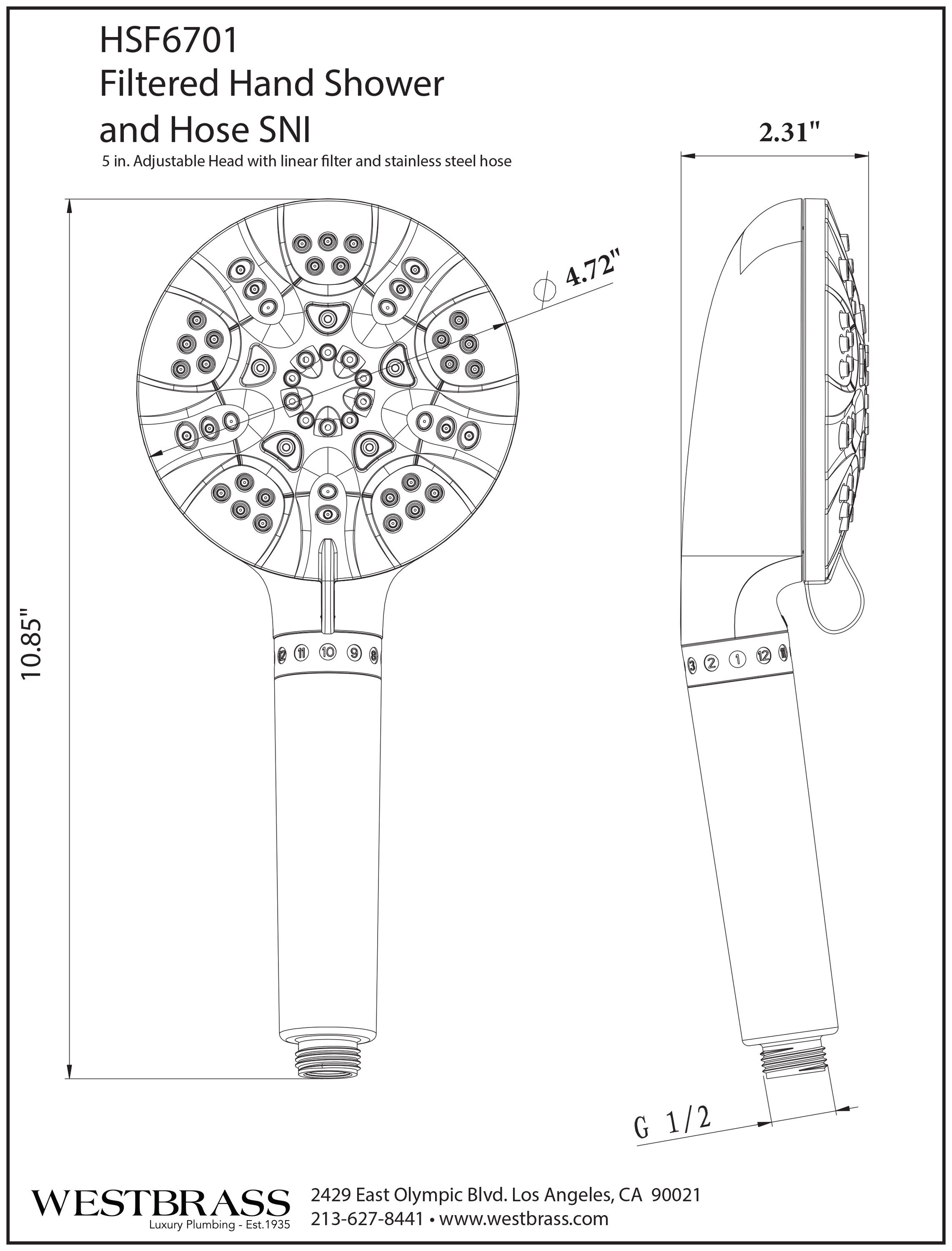 Westbrass HSF6701-62 Fixed-Showerhead - View #7