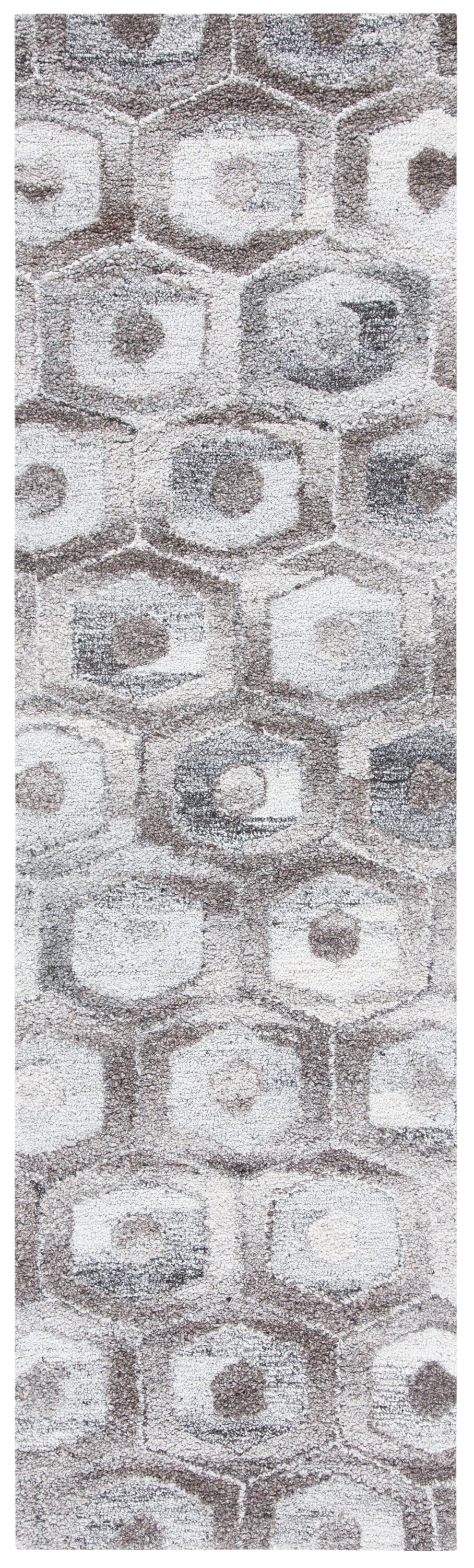 Handmade Abstract Gray Wool Tufted Area Rug - 2'3" x 8'
