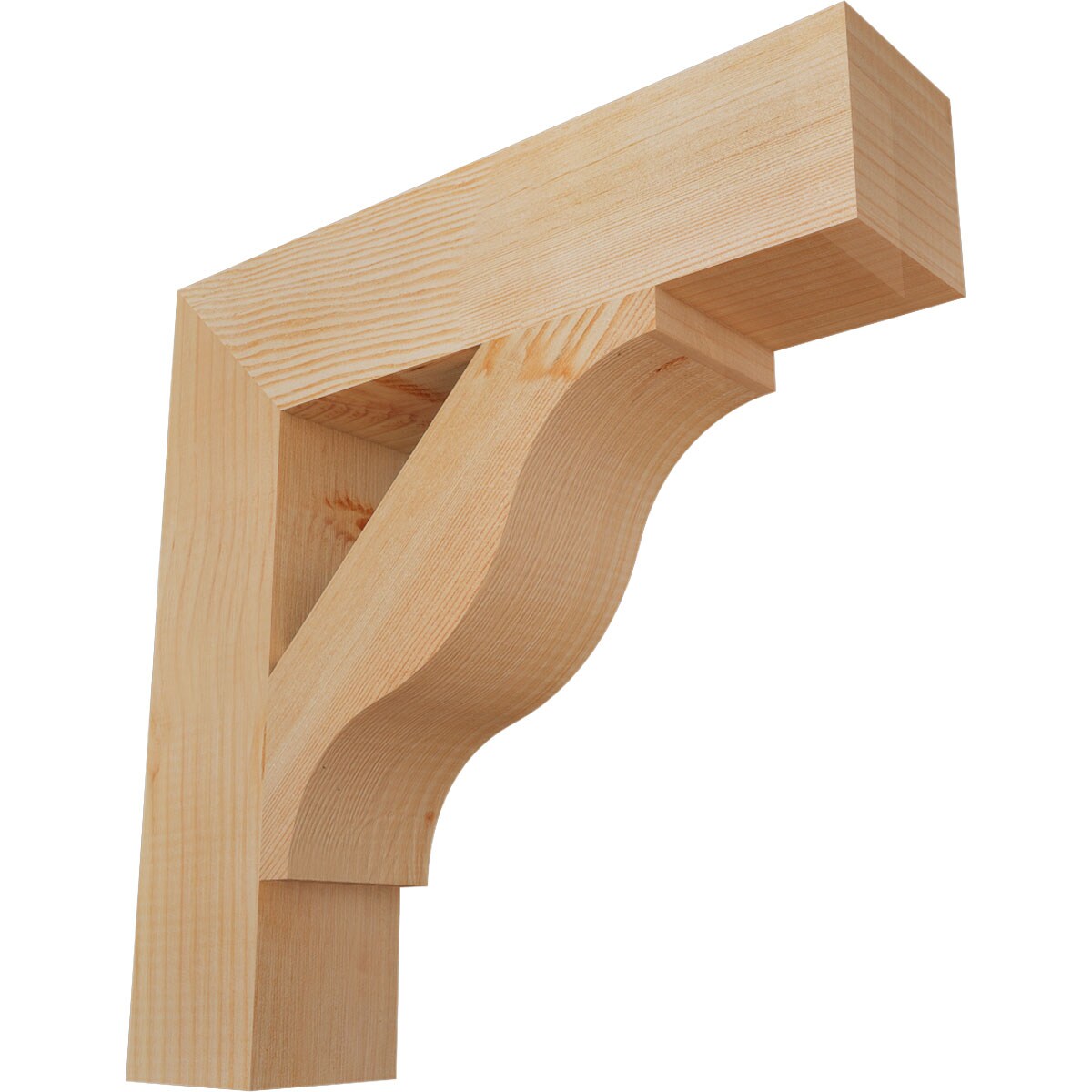Ekena Millwork BKT04X18X18FST05SDF Funston Block Smooth 3-1/2-in x 18-in x 18-in Douglas fir Brown Wood Standard bracket