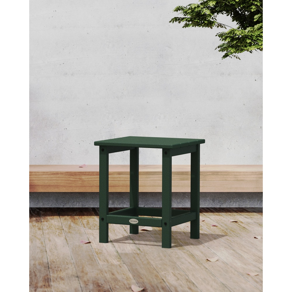 POLYWOOD ECT18GR Long Island Square Outdoor End Table 14.75-in W x 15.13-in L