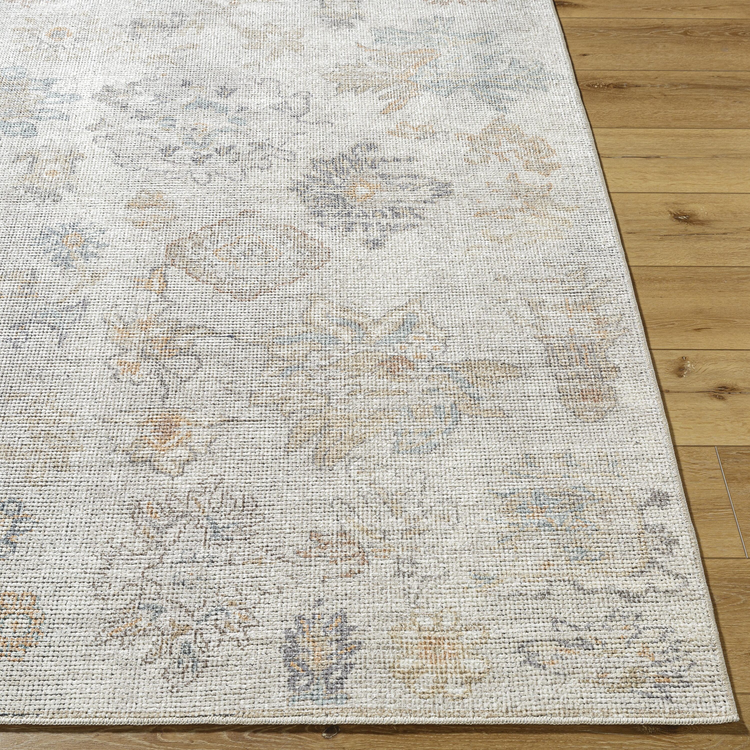 Light Gray Synthetic Hand-Knotted 5' x 7' Area Rug
