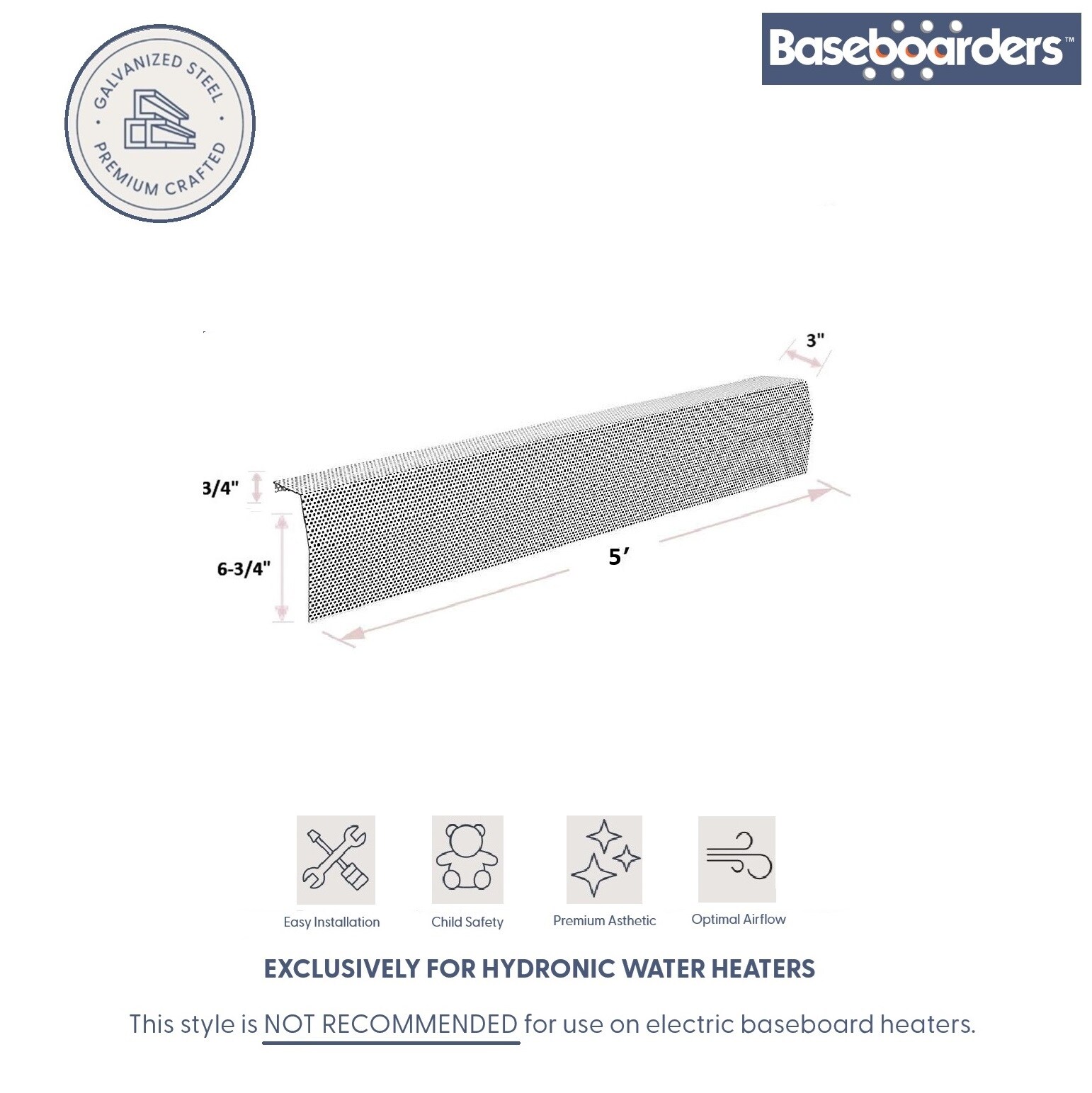 Baseboarders BB001-60-WHT Baseboard-Heater-Covers - View #2