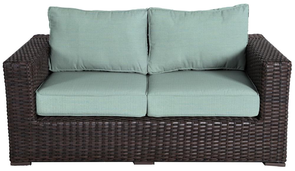 Teva Furniture Santa Monica Wicker Outdoor Loveseat Blue Cushion(S) and ...