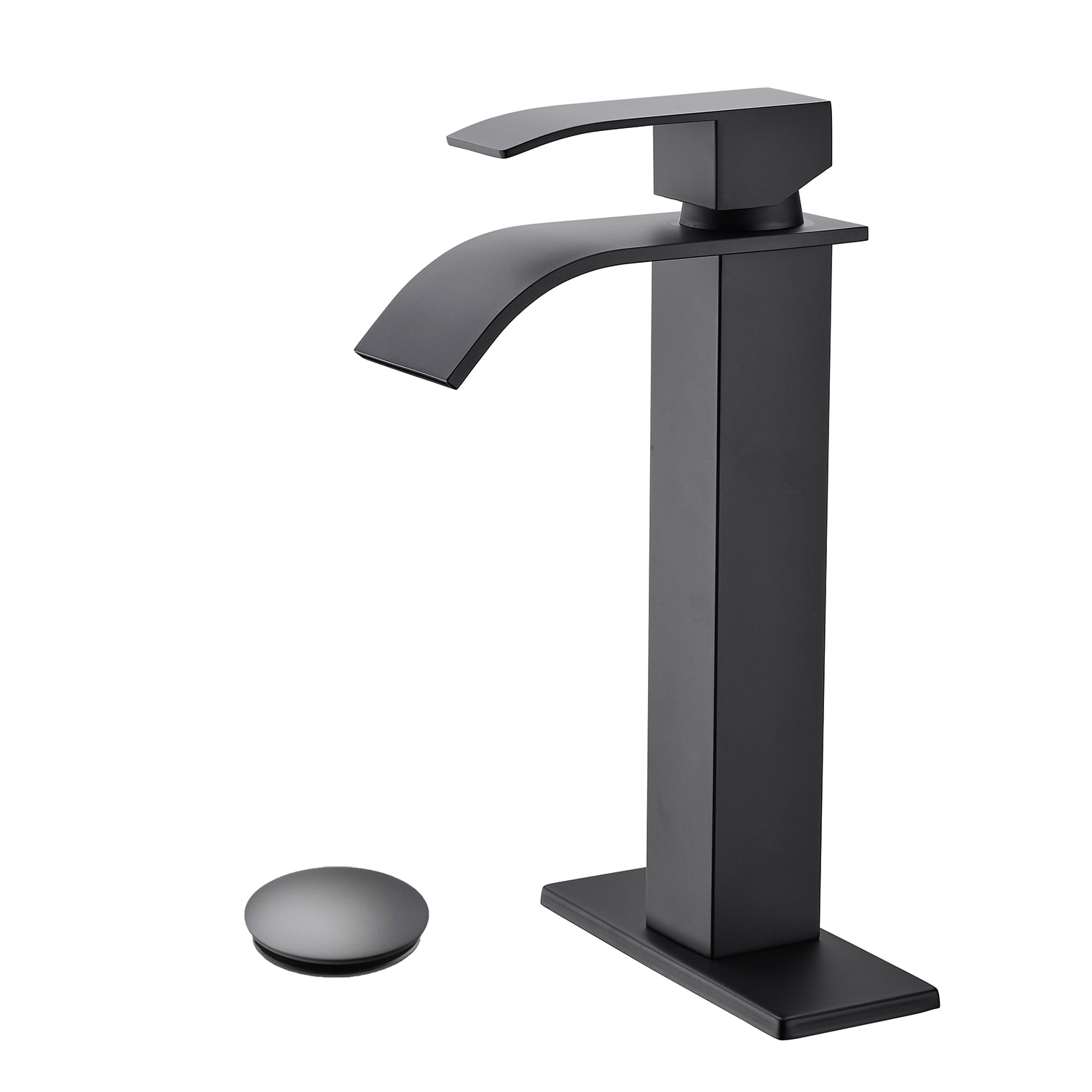 GLANZEND -  Matte Black Single Handle Bathroom Sink Faucet Pop Up Drain Supply Lines