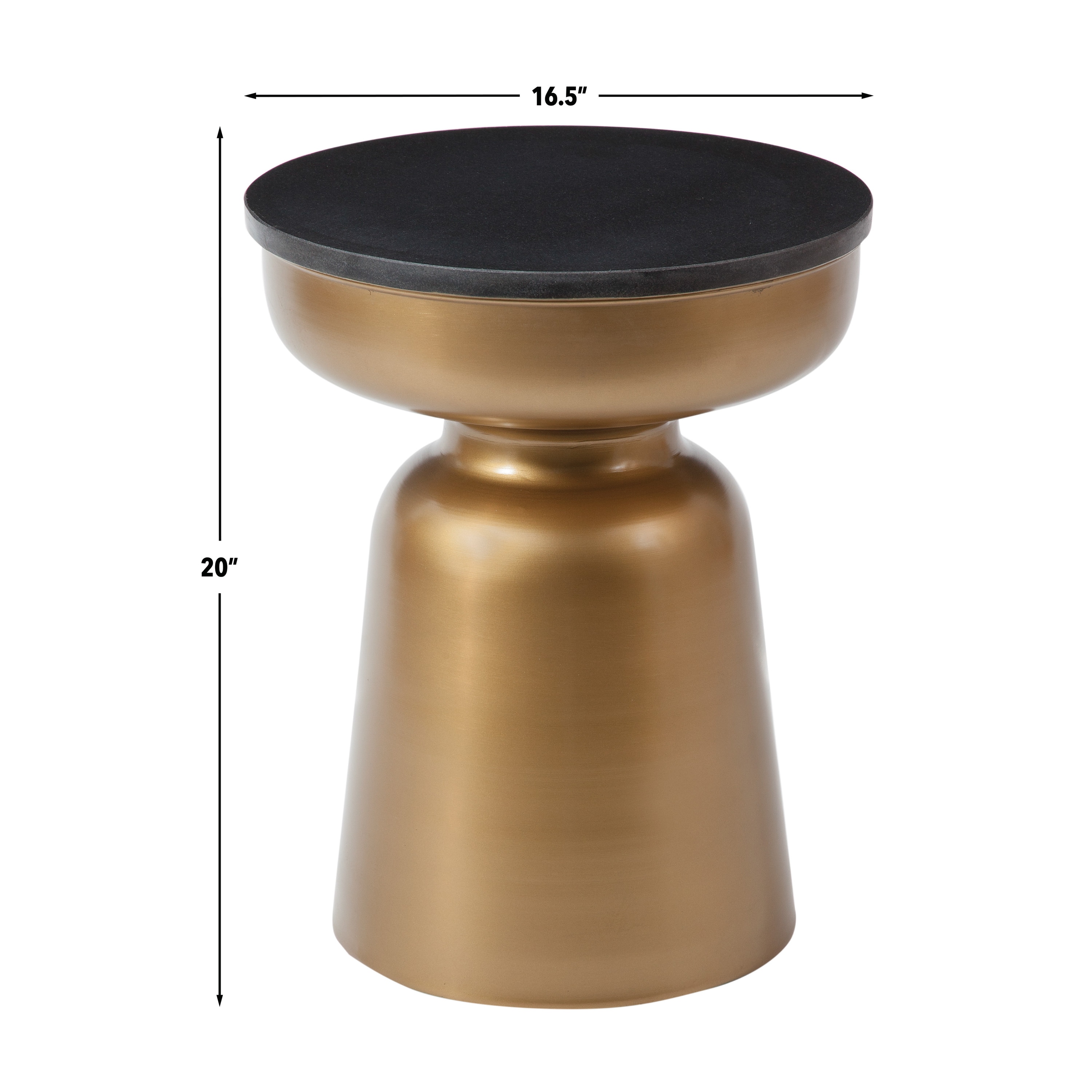 Contemporary Round Stone Top Metal Frame End Table