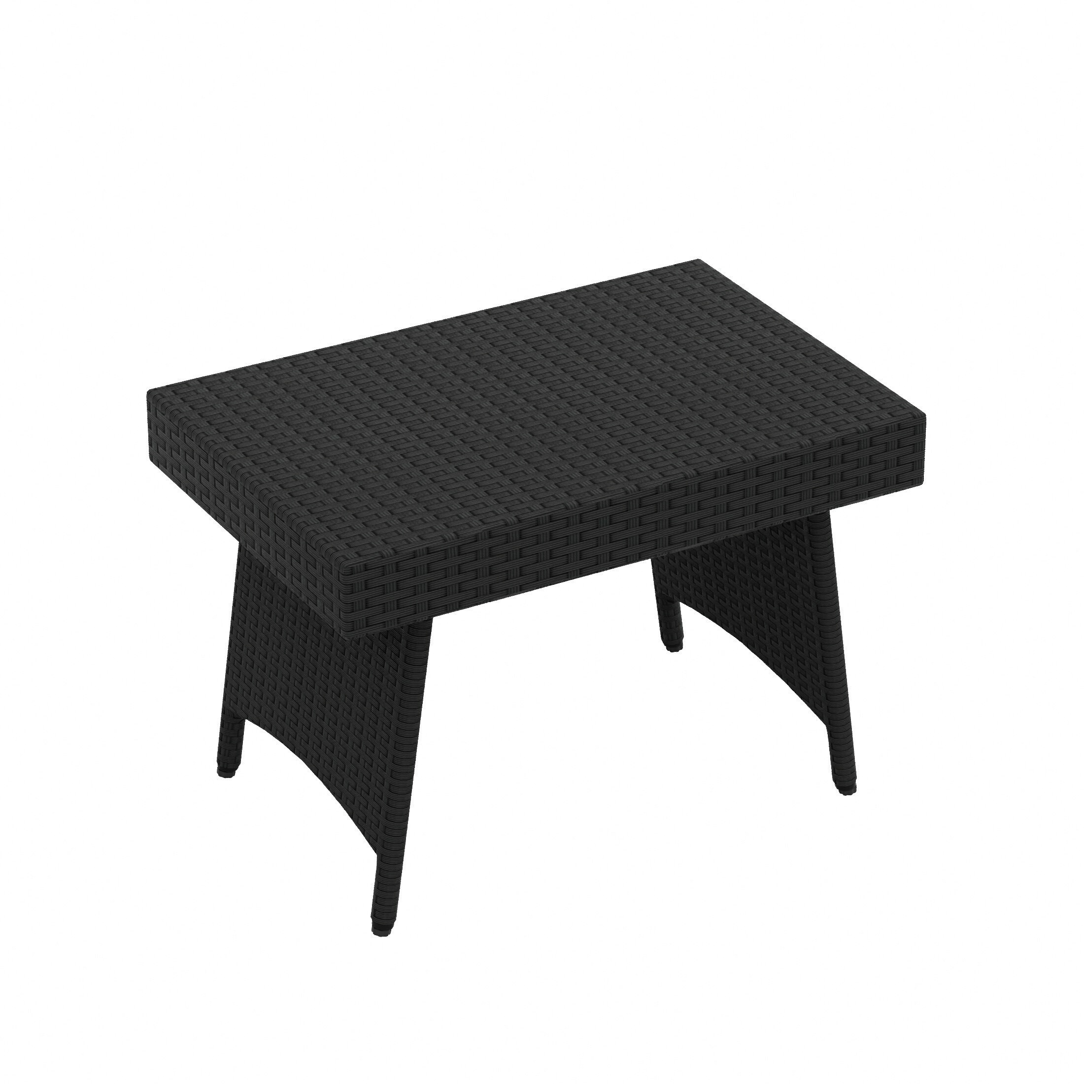 Westin Furniture OP8009-BK Tripod Rectangle Wicker Outdoor Coffee Table 15.6-in W x 23.4-in L