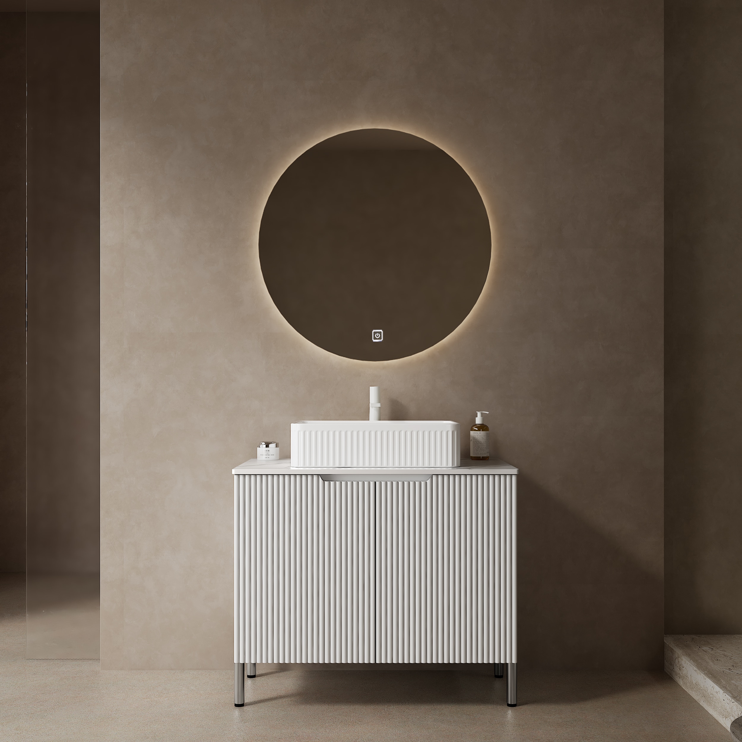 WELLFOR AMMR-09 30-in White Undermount Single Sink Bathroom Vanity with White Cultured Marble Top