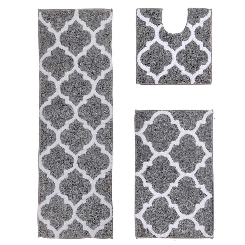 Better Trends BAMA3PC202160SI 60-Inches x 20-Inches Silver Polyester Bath rug