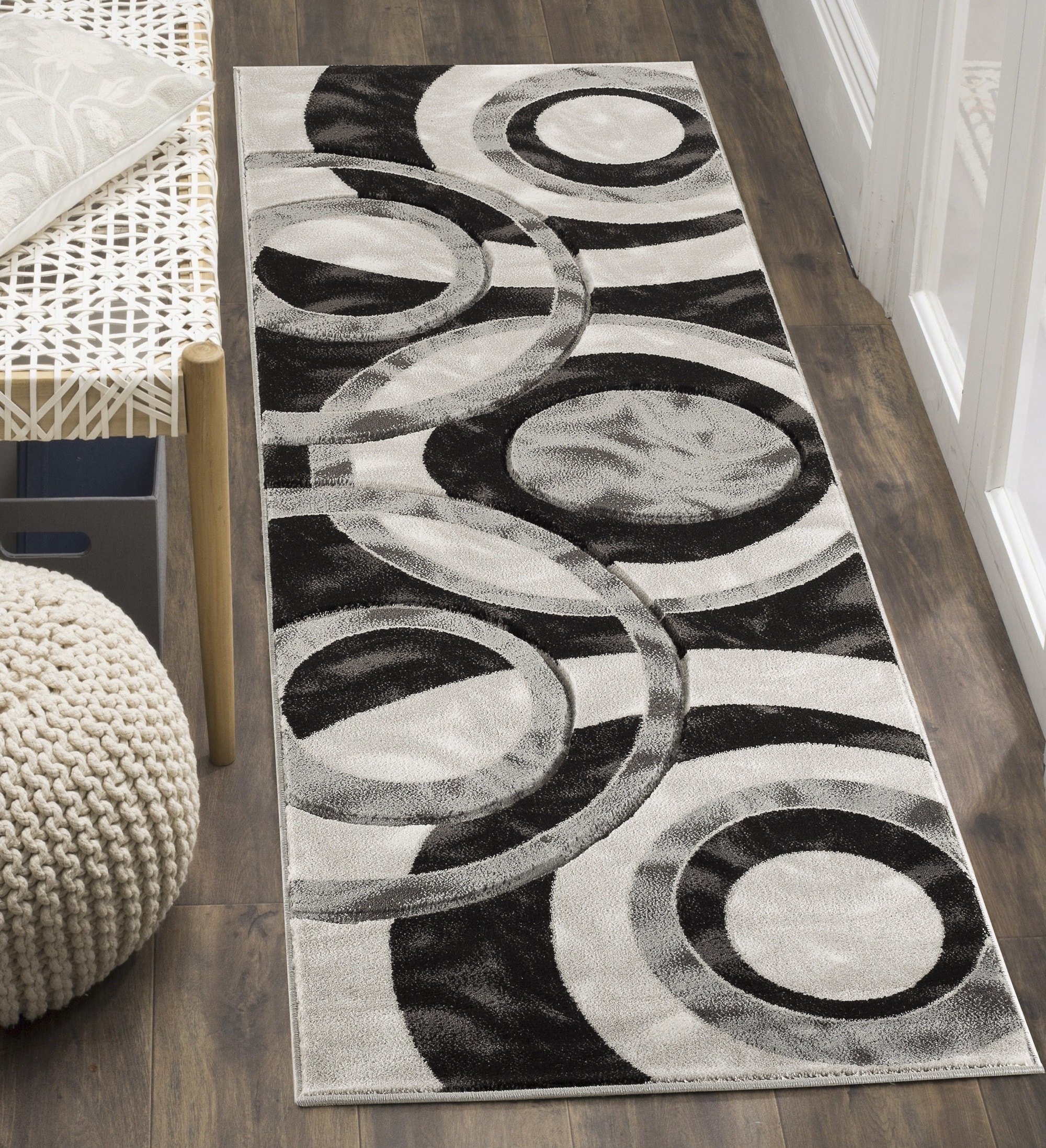 MDA Rugs OR44212 Orelsi 2 x 12 (ft) Polypropylene Gray/Black Rectangular Indoor Abstract Runner rug
