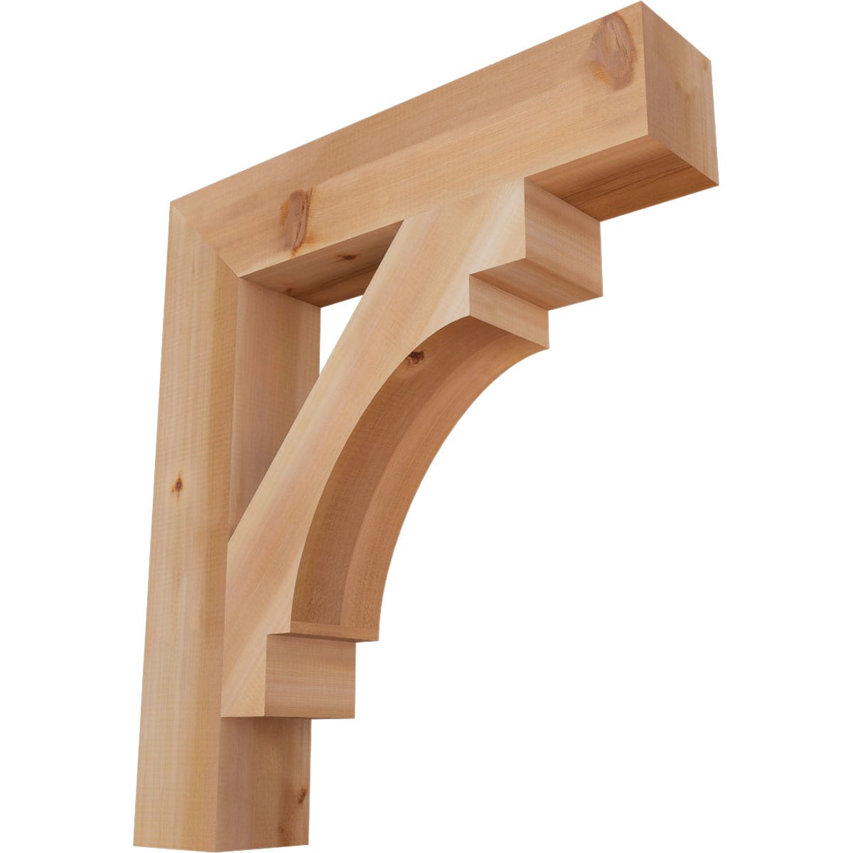 Ekena Millwork BKT06X30X34MRC05SWR Merced block smooth 5-1/2-in x 30-in x 34-in Western red cedar Brown Wood Standard bracket