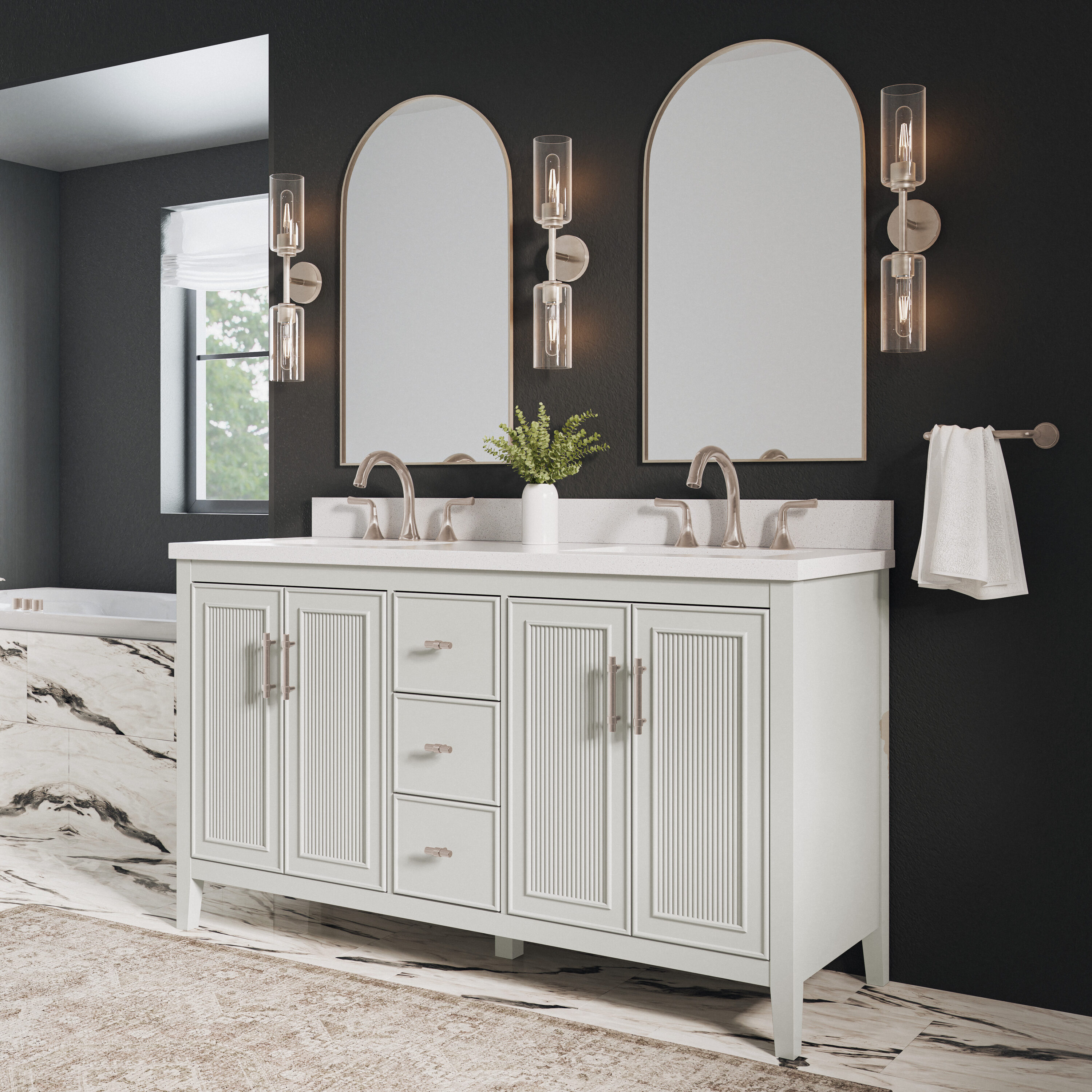 Style Selections Alaia 60-in Muse Gray Undermount Double Sink Bathroom ...