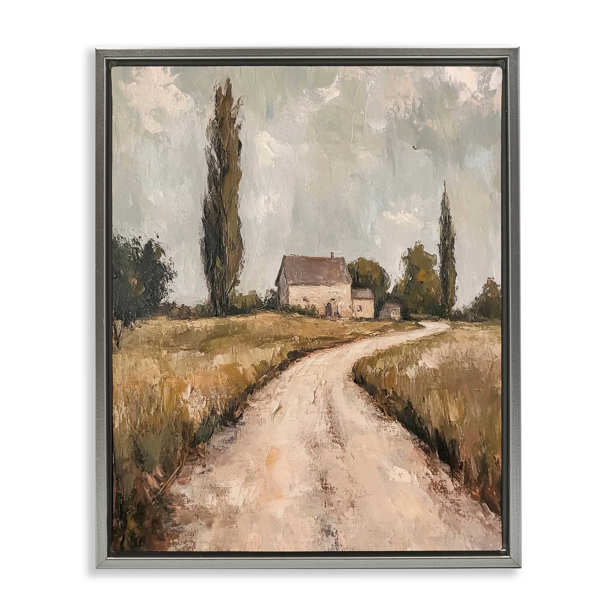 Stupell Industries BT-833-FFL-24X30 Painterly Quiet Country Gray Framed Floater Canvas Wall Art By Petal Prints Design 25 x 31