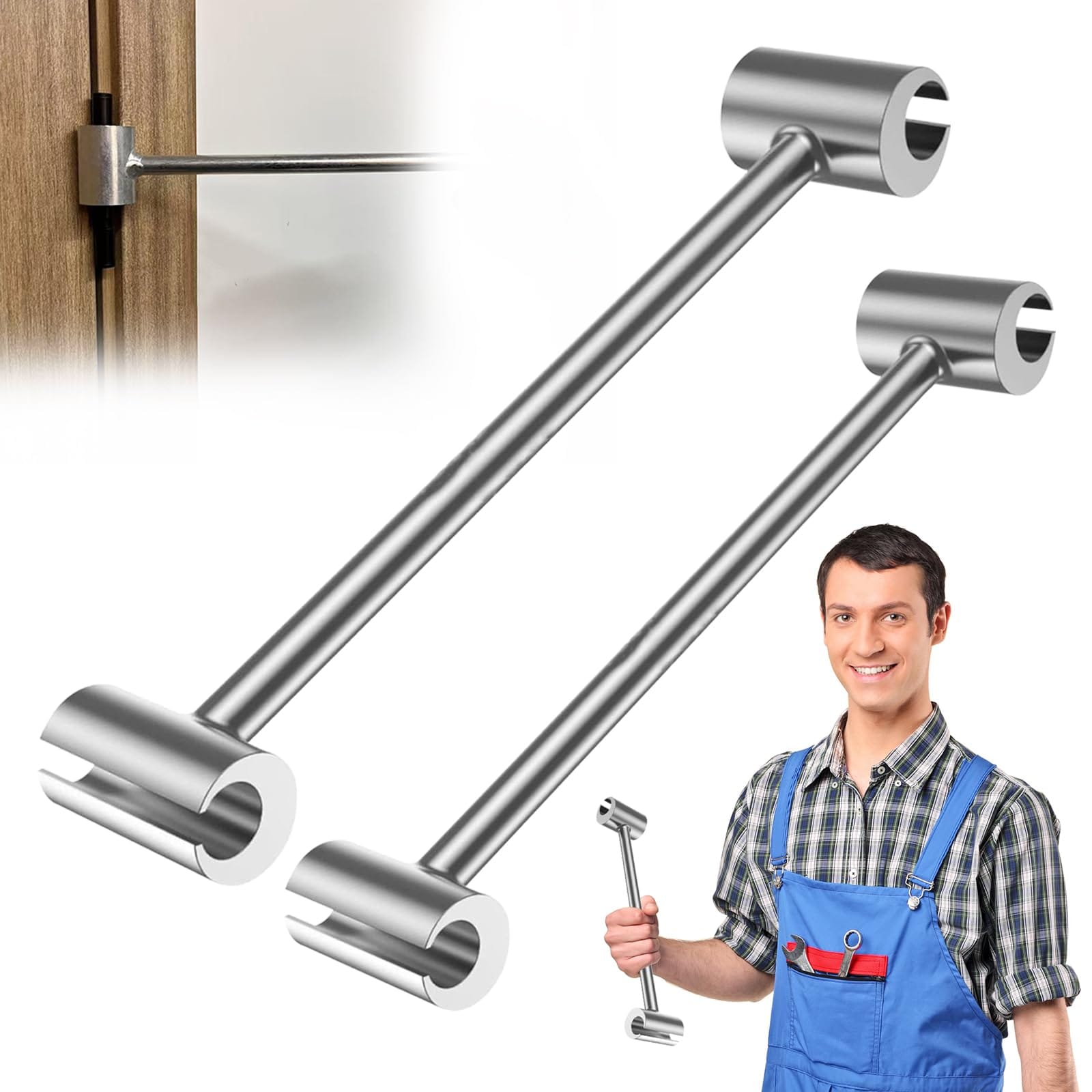 Ahfiwaso  Door Hinge Adjustment Tool Steel Double Ended Spanner for Fire Doors Safety Doors Clean Room Doors Precise Gap Repair Wrench 1 Piece