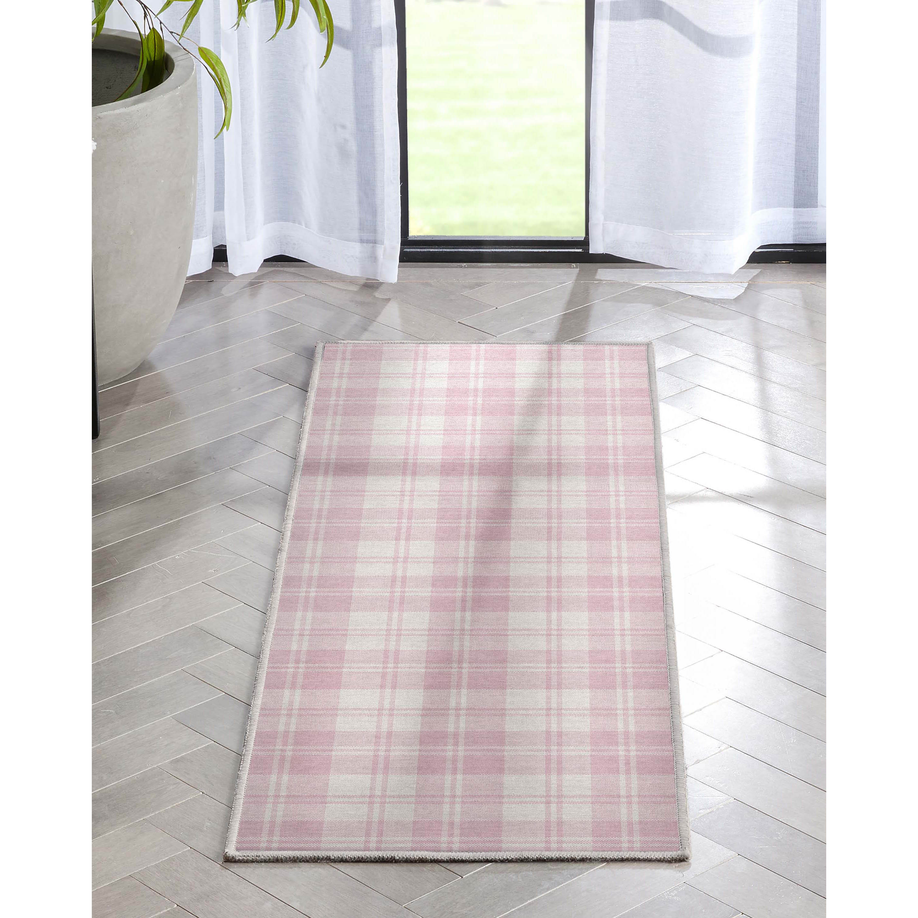 Well Woven W-PLD-01G-2S Apollo 2 x 5 (ft) Flatweave Polyester Pink Rectangular Indoor Geometric Mid-Century Modern Runner rug
