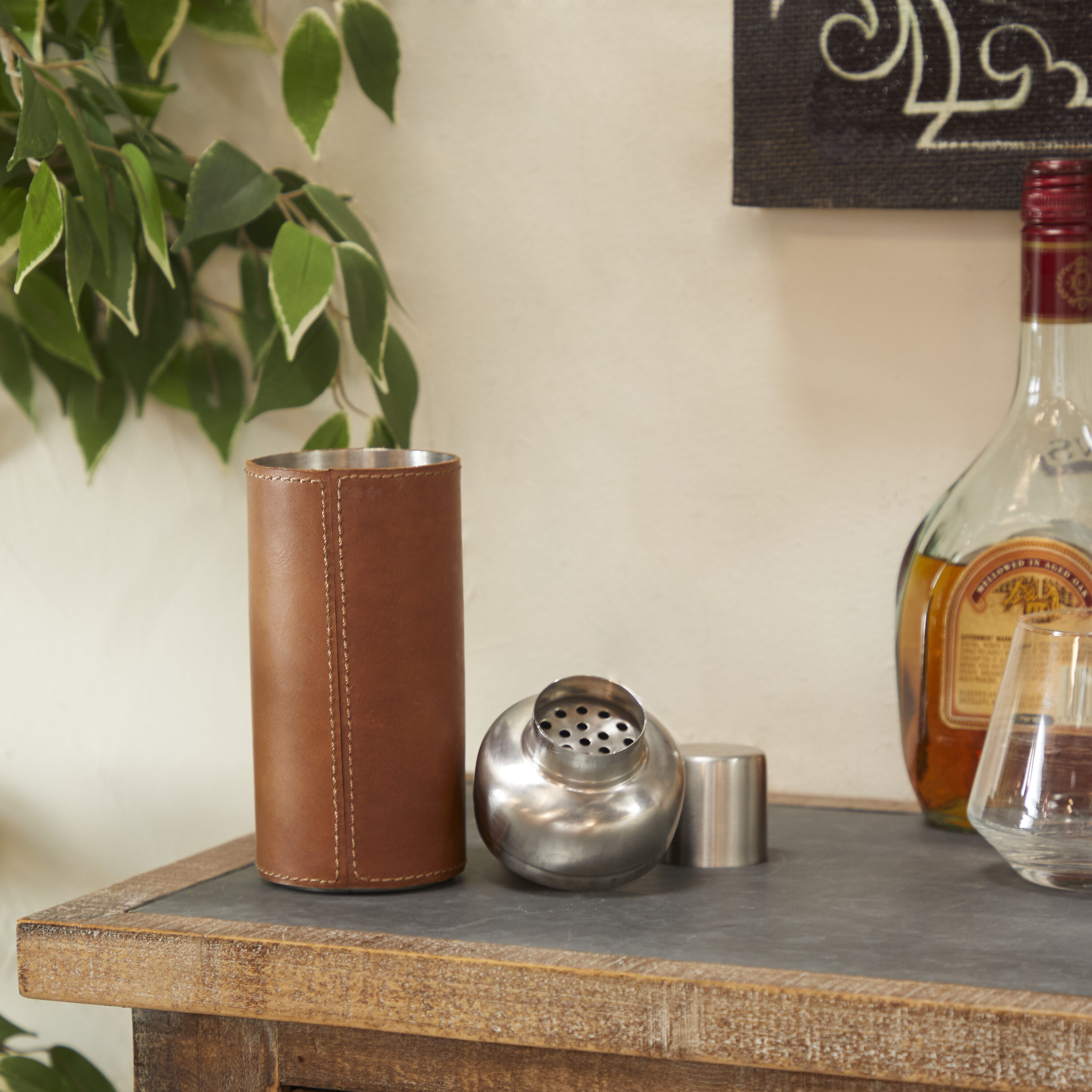 The Novogratz 79804 Brown with Silver Top Drink shaker