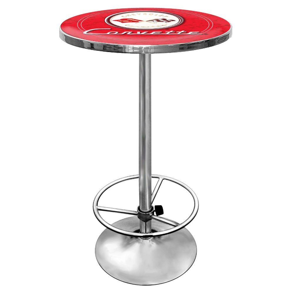 Trademark Gameroom GM2000R-C1-COR Pub Tables Chrome Round Traditional Bar Table, Composite with Metal Pedestal Base 27.375-in L x 42-in H