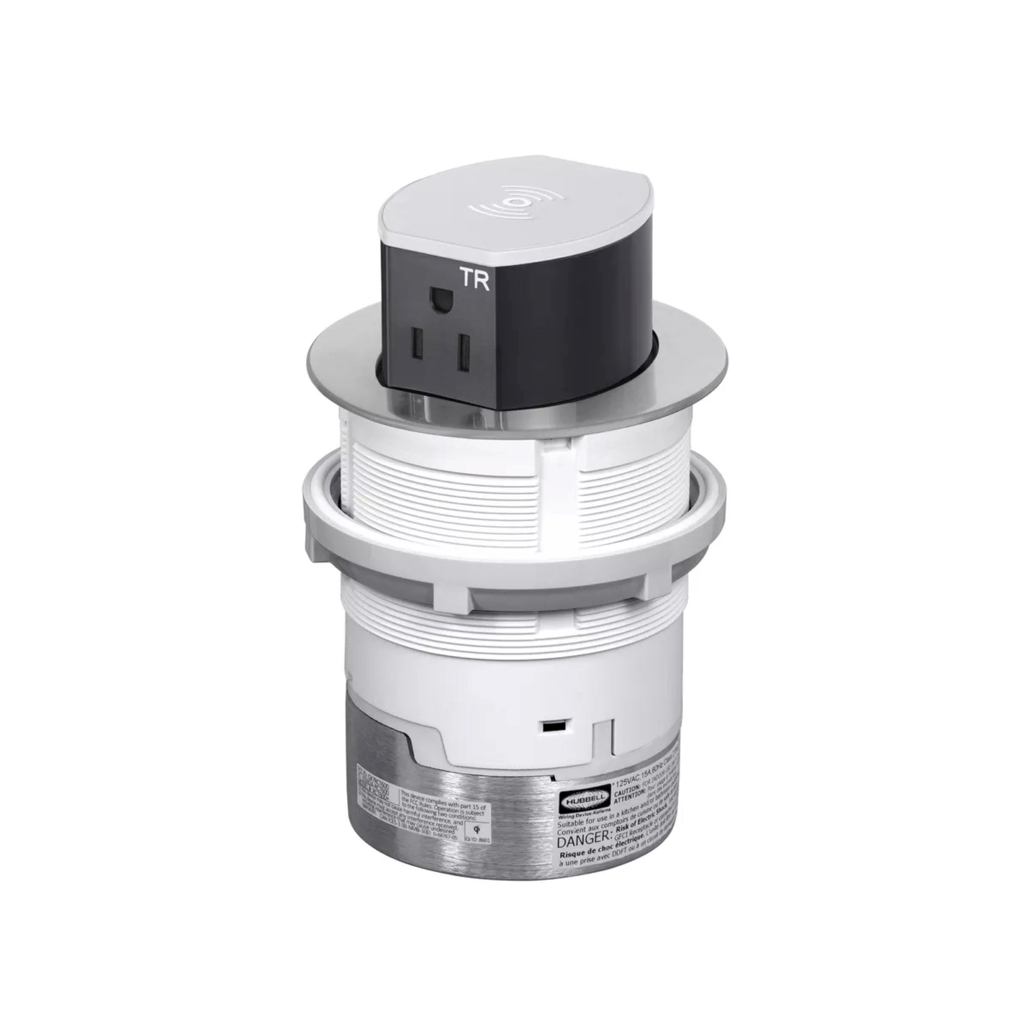 Hubbell RCT620NI Bryant 20A Tri-Power Pop Up Counter Receptacle 20 -Amp 125-volt Tamper Resistant Recessed Pop-Out Residential/Commercial Duplex Outlet Type A/C , Nickel