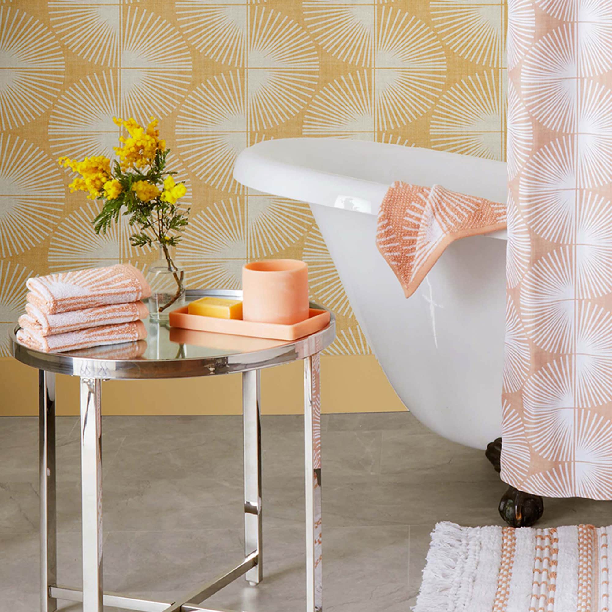 Turmeric Yellow and Cream Geometric Peel and Stick Wallpaper